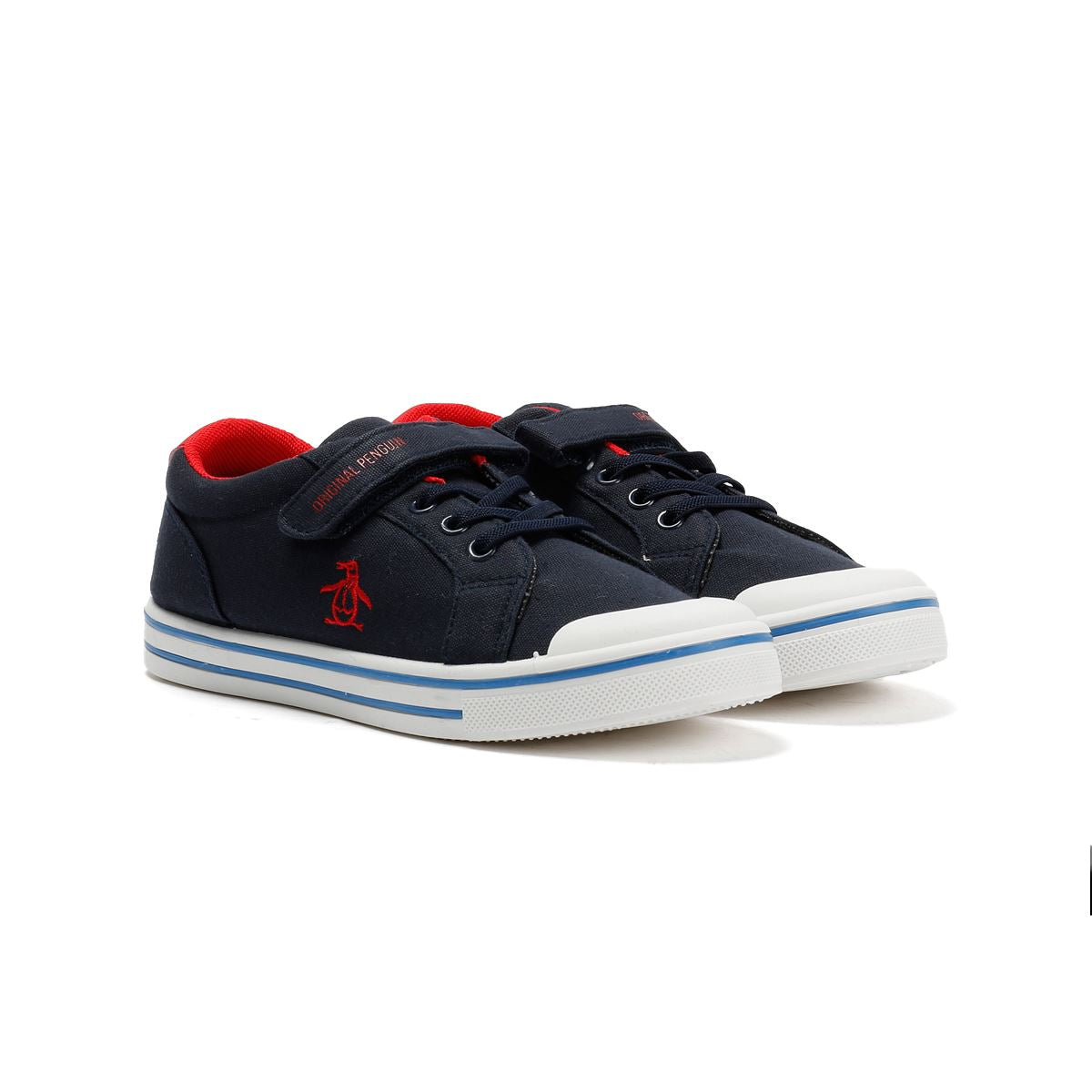 Penguin Junior Rainbow Canvas Navy/Red Trainers