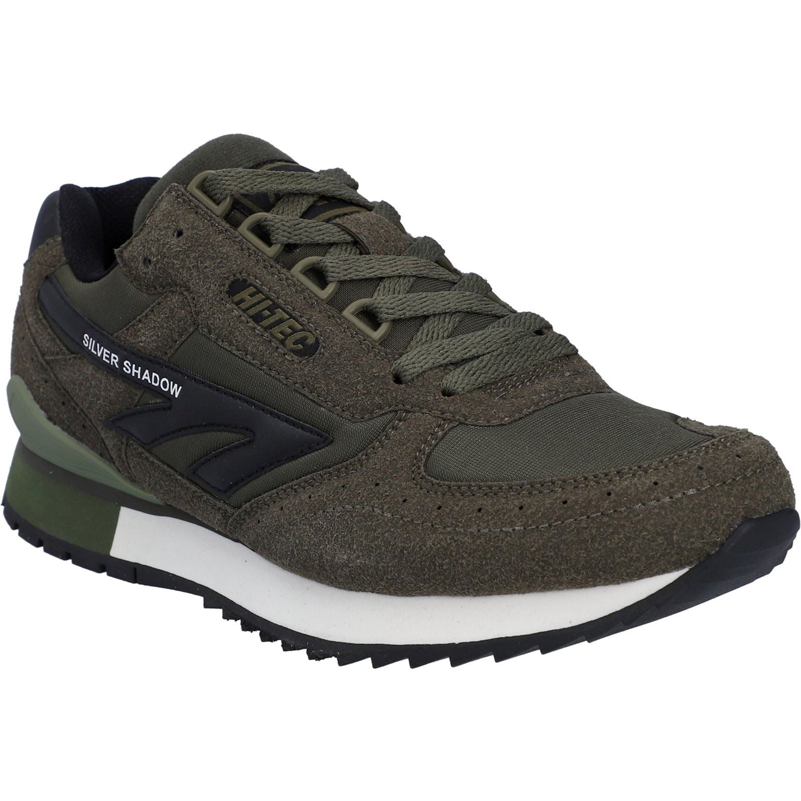 Hi-Tec Silver Shadow PU Suede/Polyester Dark Olive Lace-Up Shoes