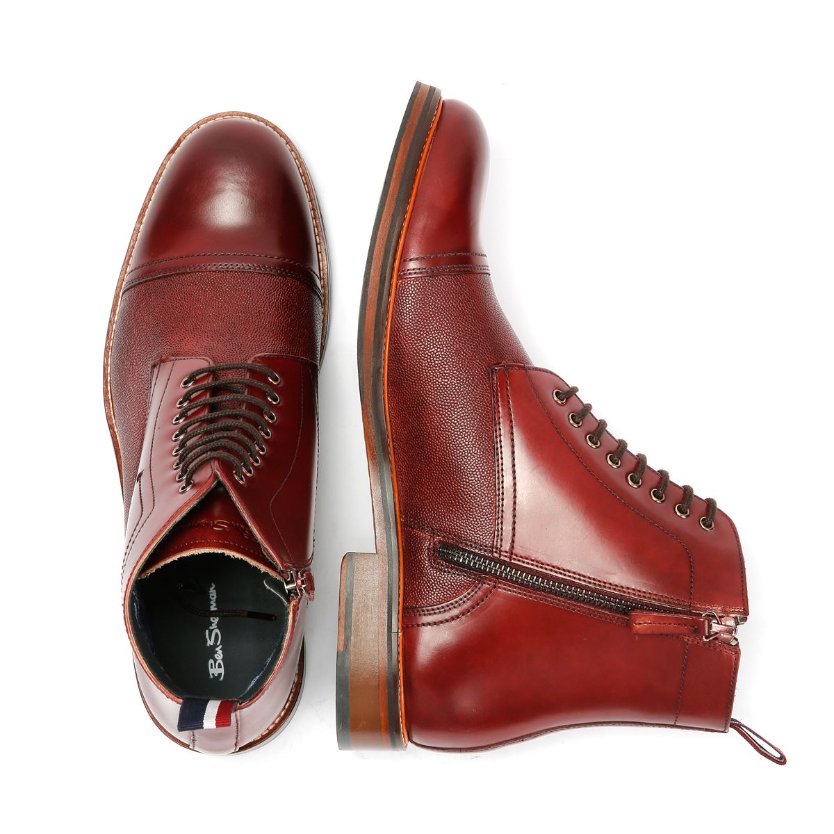 Ben Sherman Harrington Brush Off Leather Men's Burgundy Boots