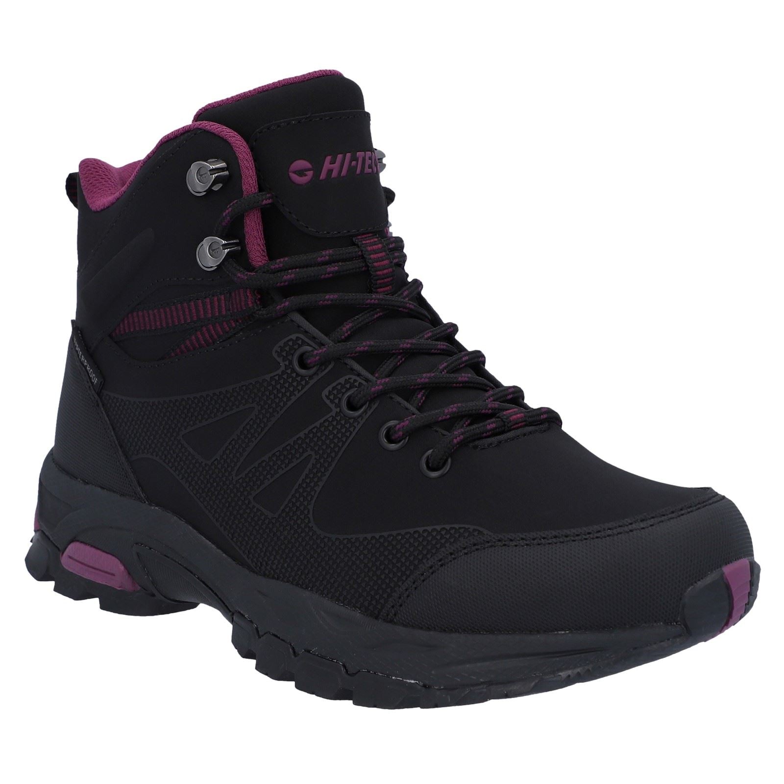 Hi-Tec Jackdaw Mid WP Polyester Women's Black/Burgundy Hiking Boots