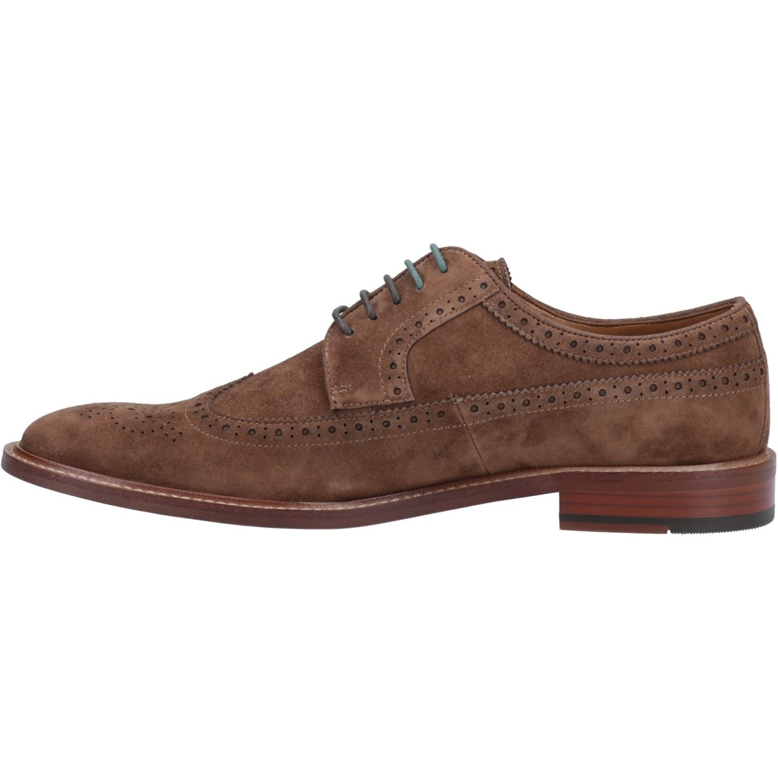 Dune Men's Superior Leather Wingtip Brogue Shoes in Brown