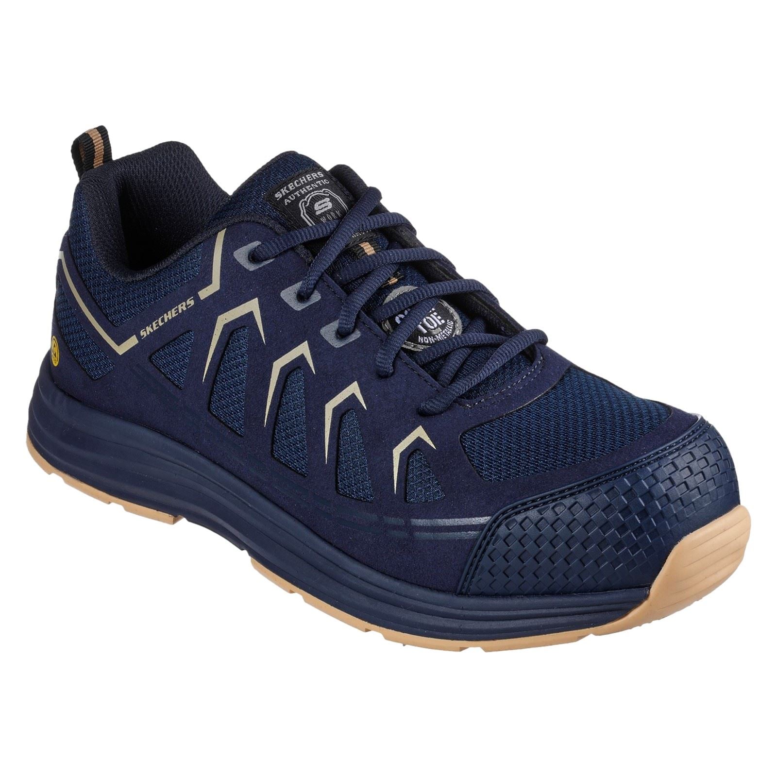 Skechers Workwear Malad II Textile Men's Navy/Tan Safety Trainers