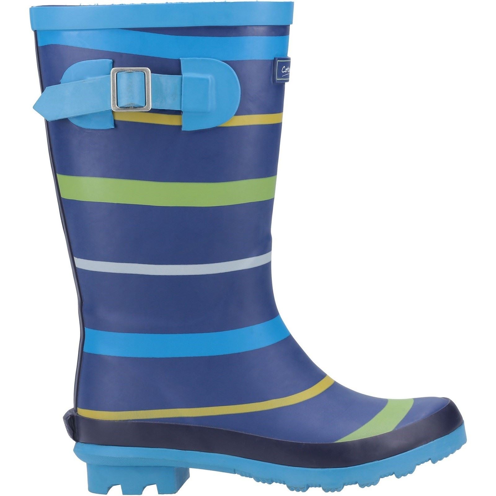 Cotswold Stripe Wellington Rubber Junior Blue/Green/Yellow Wellington Boots