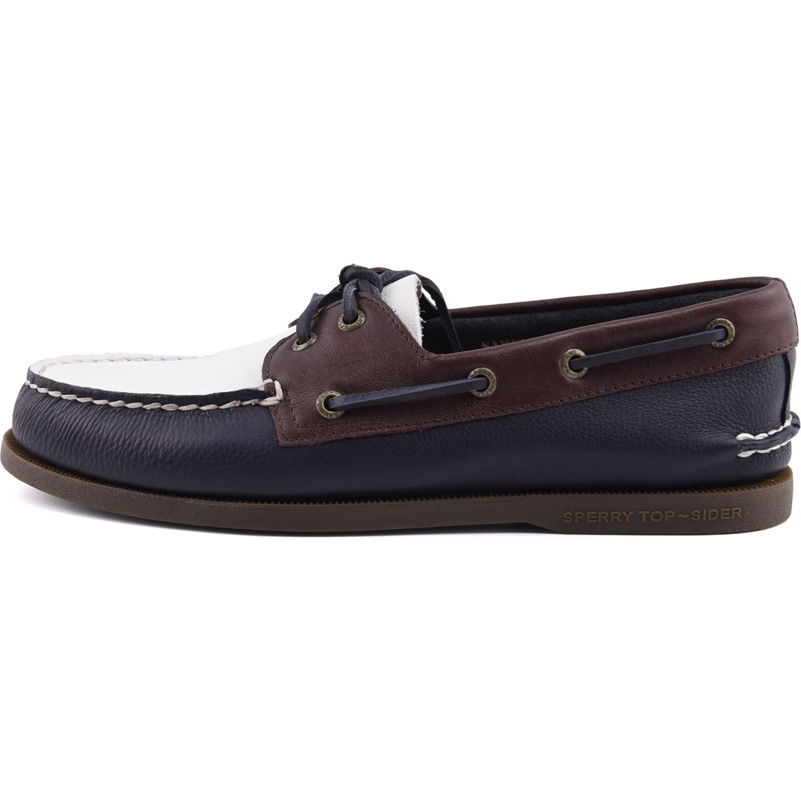 Sperry Authentic Original 2 Eye Leather Men's Navy/White/Brown Boat Shoes