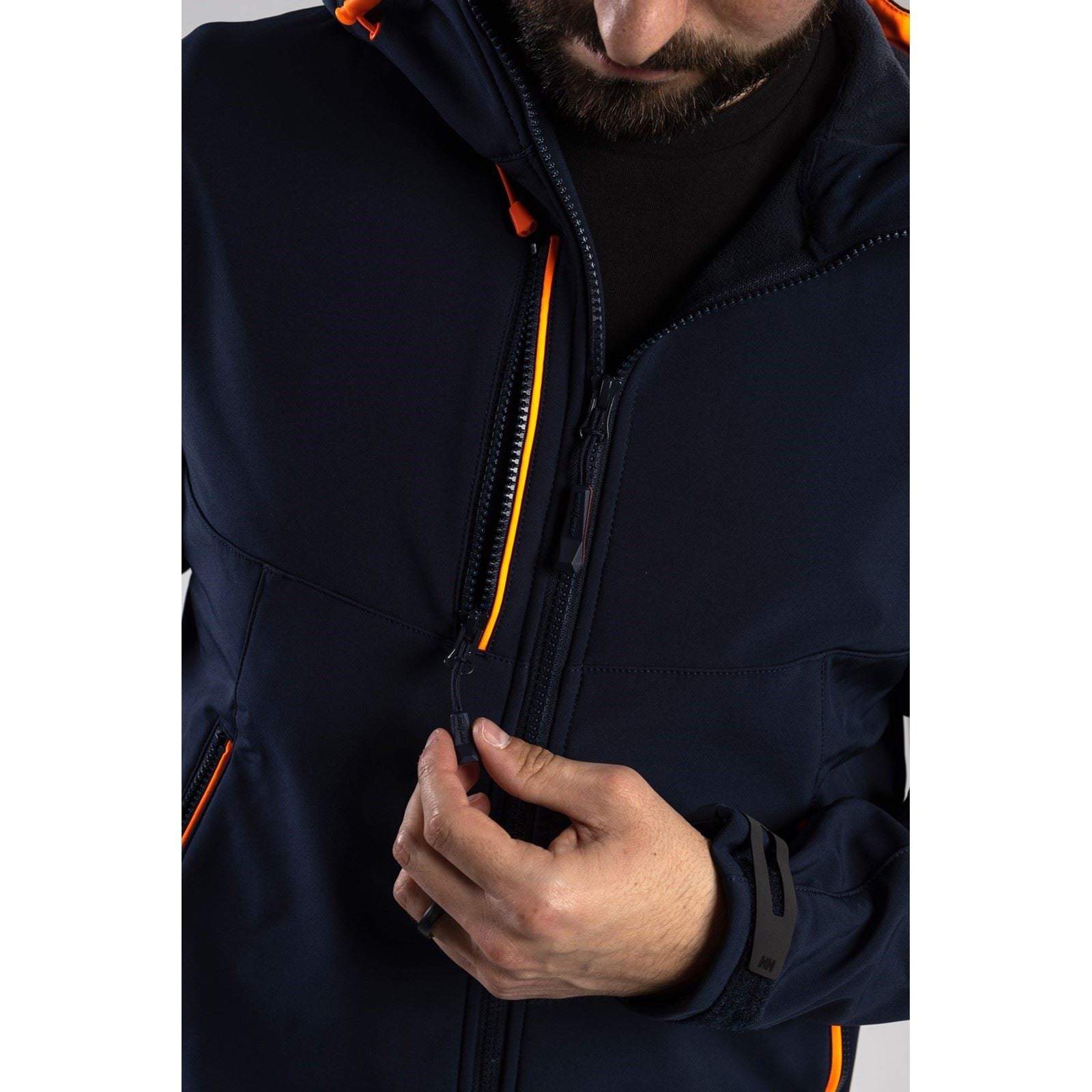 Helly Hansen Workwear Chelsea Evolution Softs Polyester Unisex Adults Blue Hooded Sweatshirt