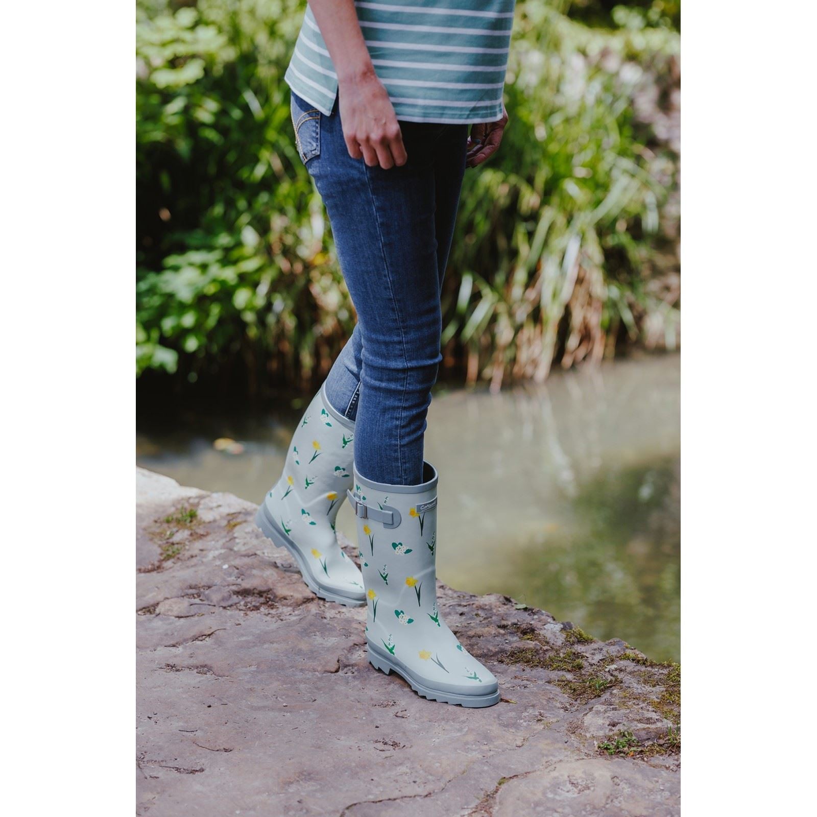 Cotswold Wildflower Tall Rubber Women's Mint Wellington Boots