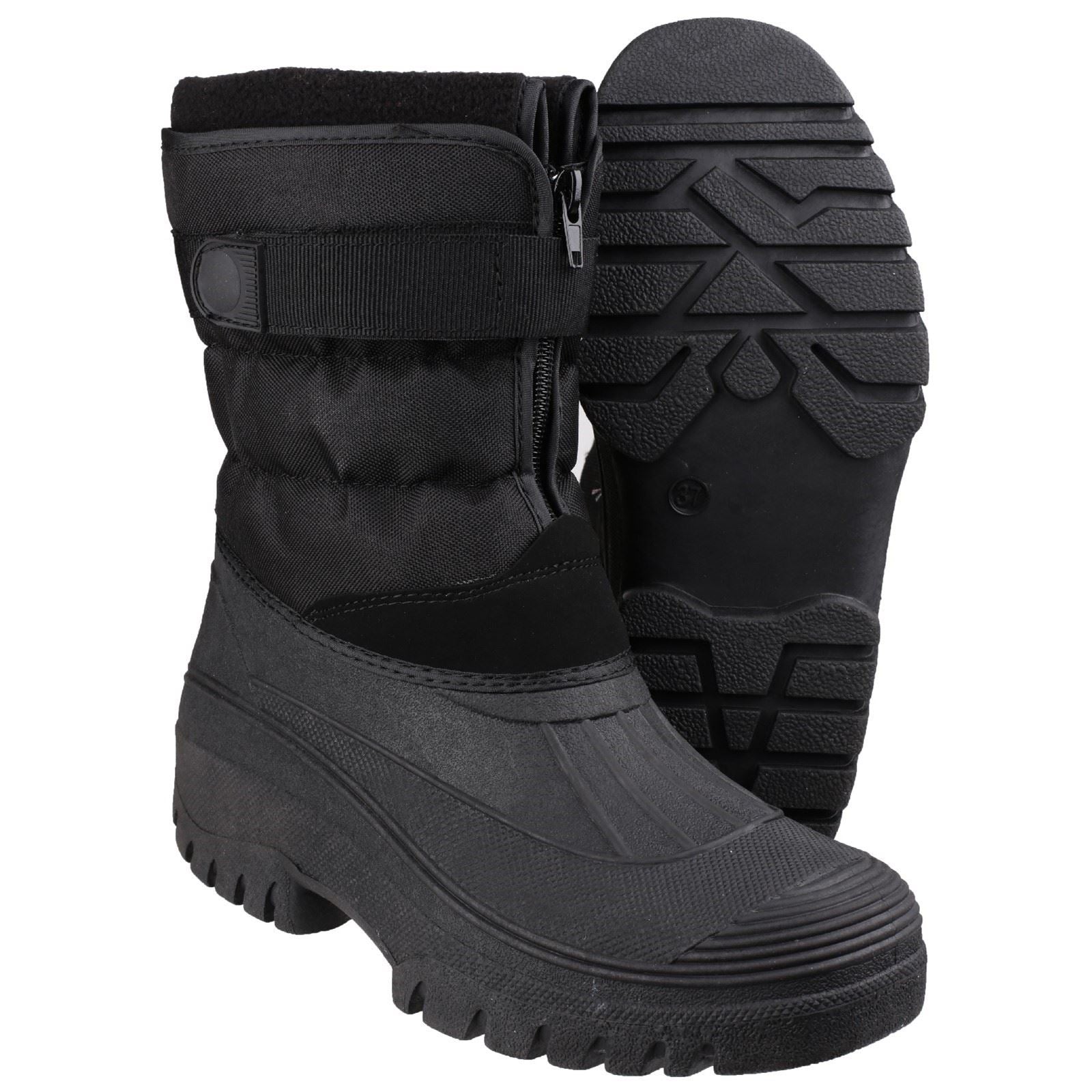 Cotswold Men's Chase Touch Fastening and Zip up Winter Boot in Black