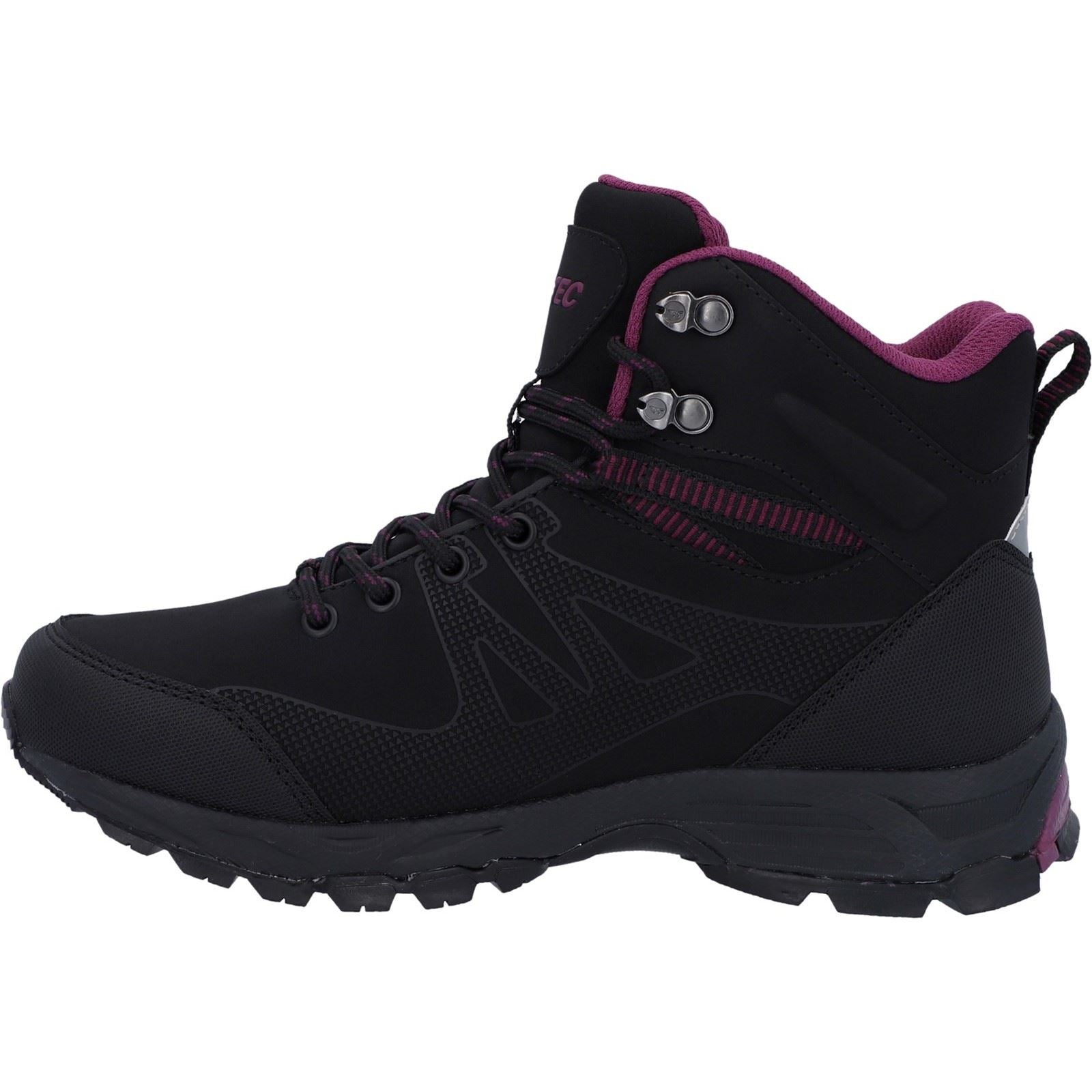 Hi-Tec Jackdaw Mid WP Polyester Women's Black/Burgundy Hiking Boots
