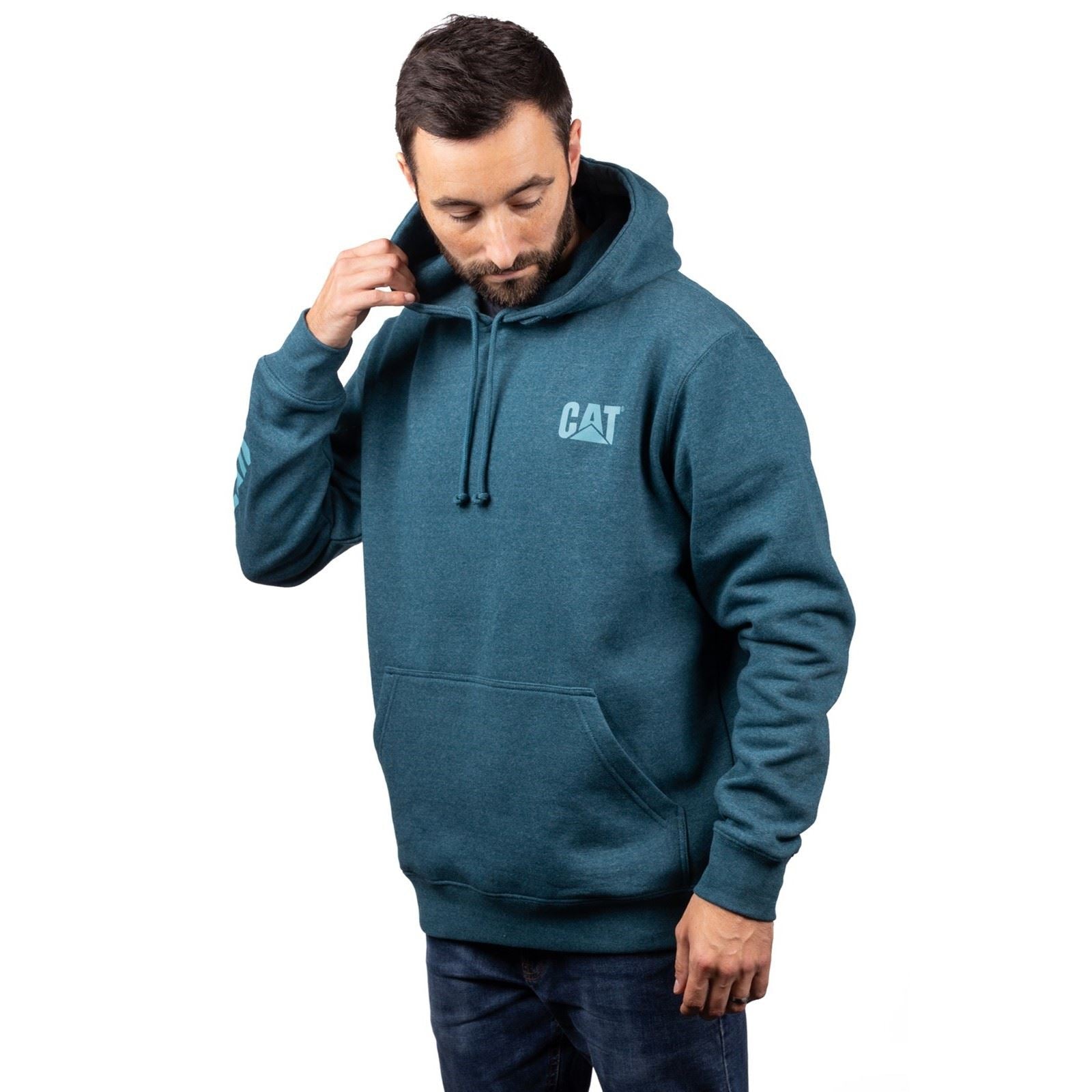 Caterpillar Men's Trademark Banner Hooded Sweatshirt in Mallard
