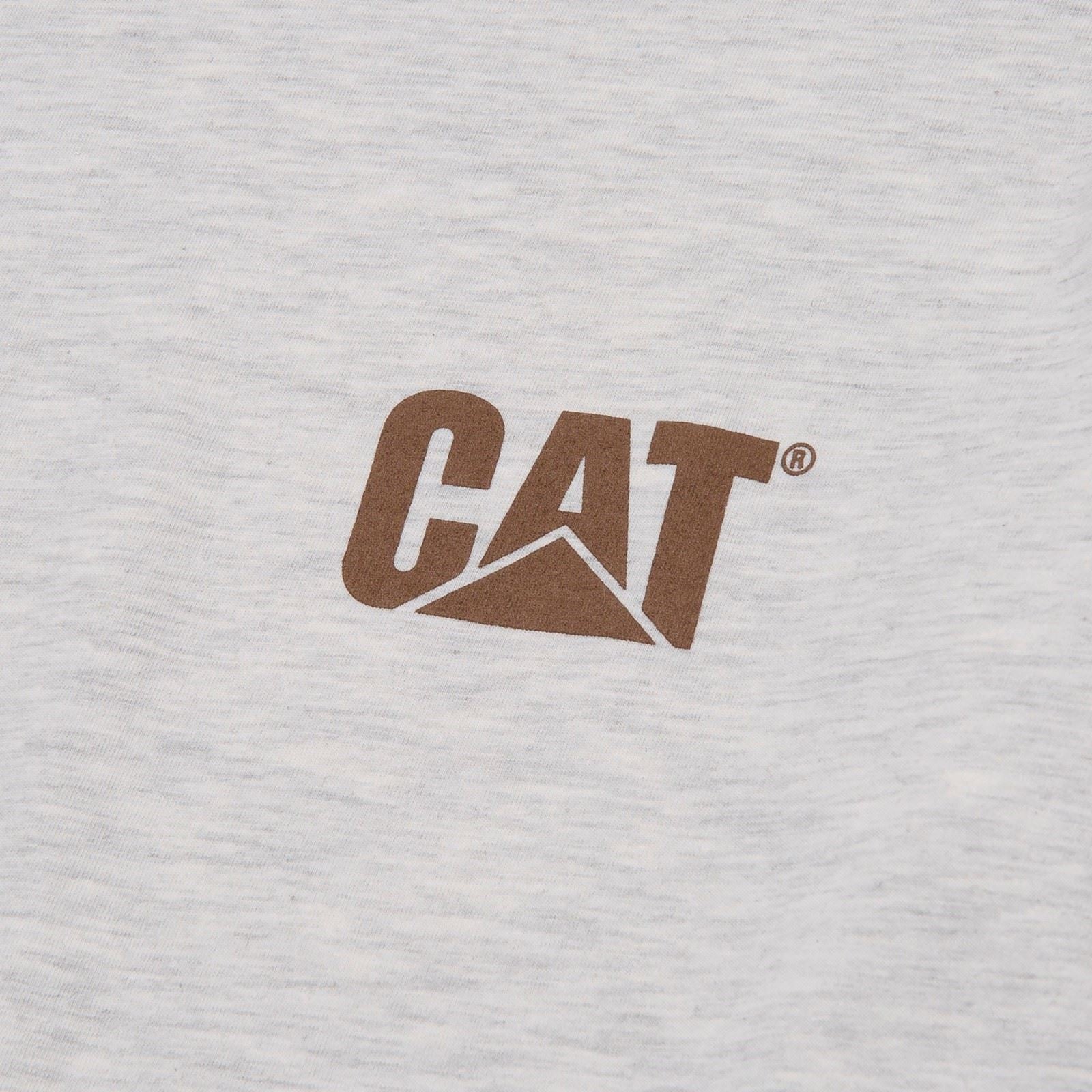 Caterpillar Men's Trademark Banner Long Sleeve T-Shirt in Cream Heather