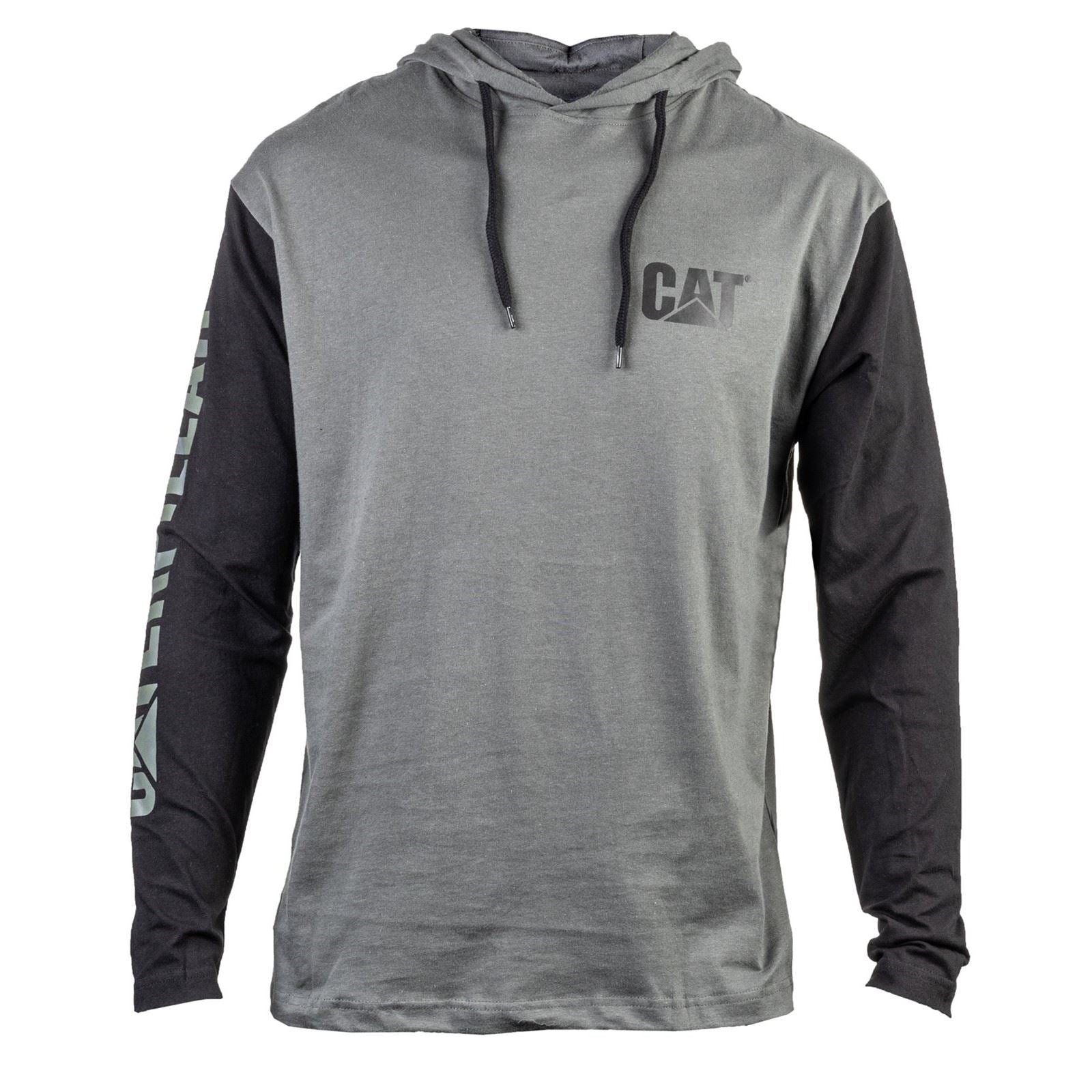 Caterpillar Men's Hooded Long Sleeve Tee in Dark Shadow