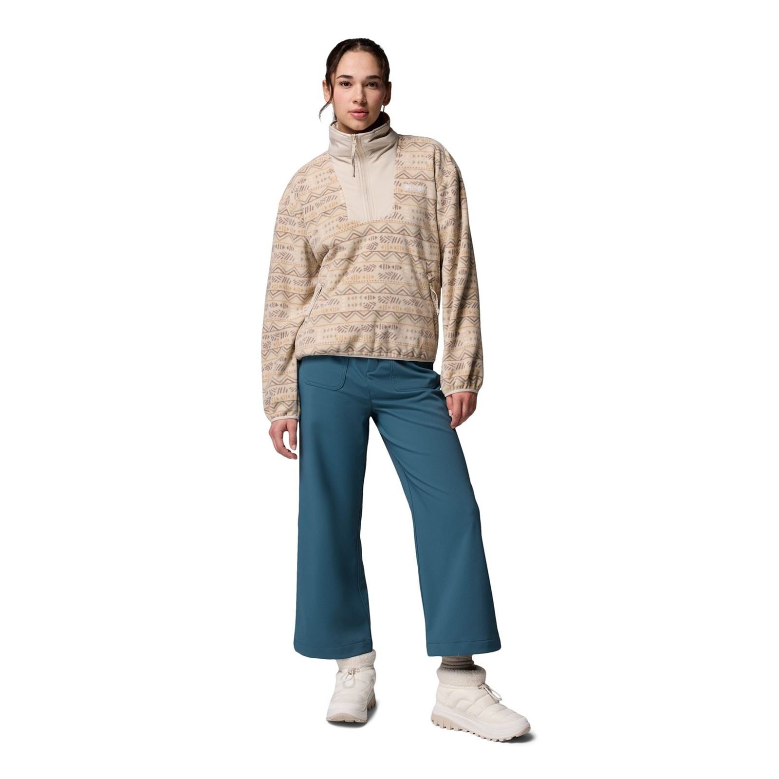 Columbia Sequoia Grove Printed Half Zip Polyester Women's Brown Pullover
