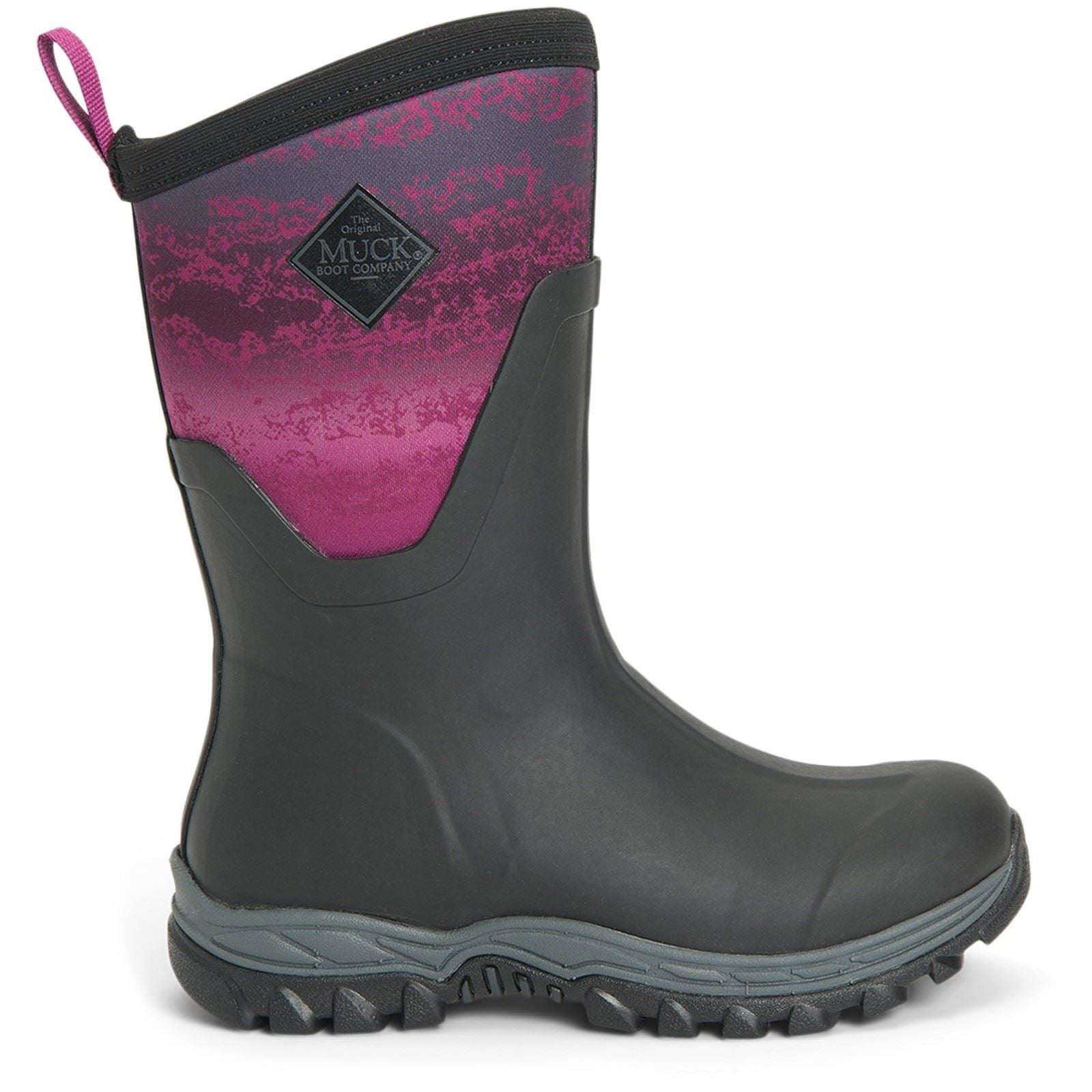 Muck Boots Women's Arctic Sport Mid Wellington Boots in Black/Magenta