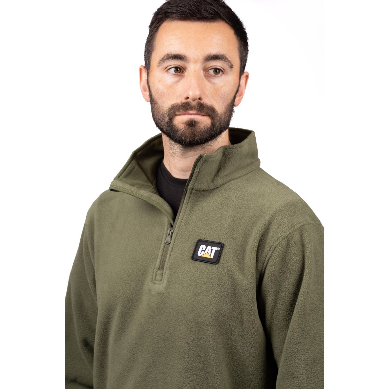 Caterpillar Men's Cat Microfleece Quarter Zip in Chive