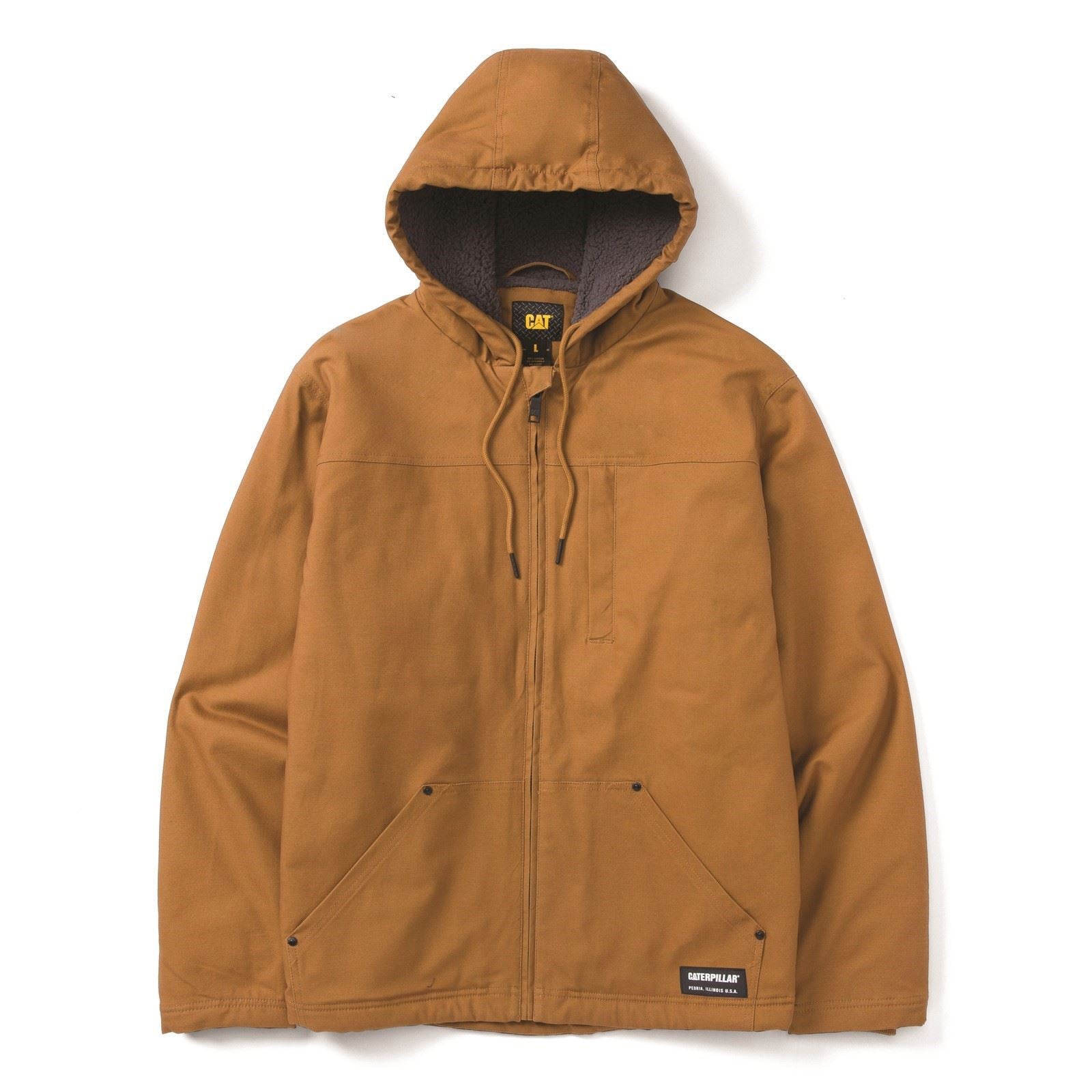 Caterpillar Hooded Sherpa Lined Men's Bronze Fleece Jacket