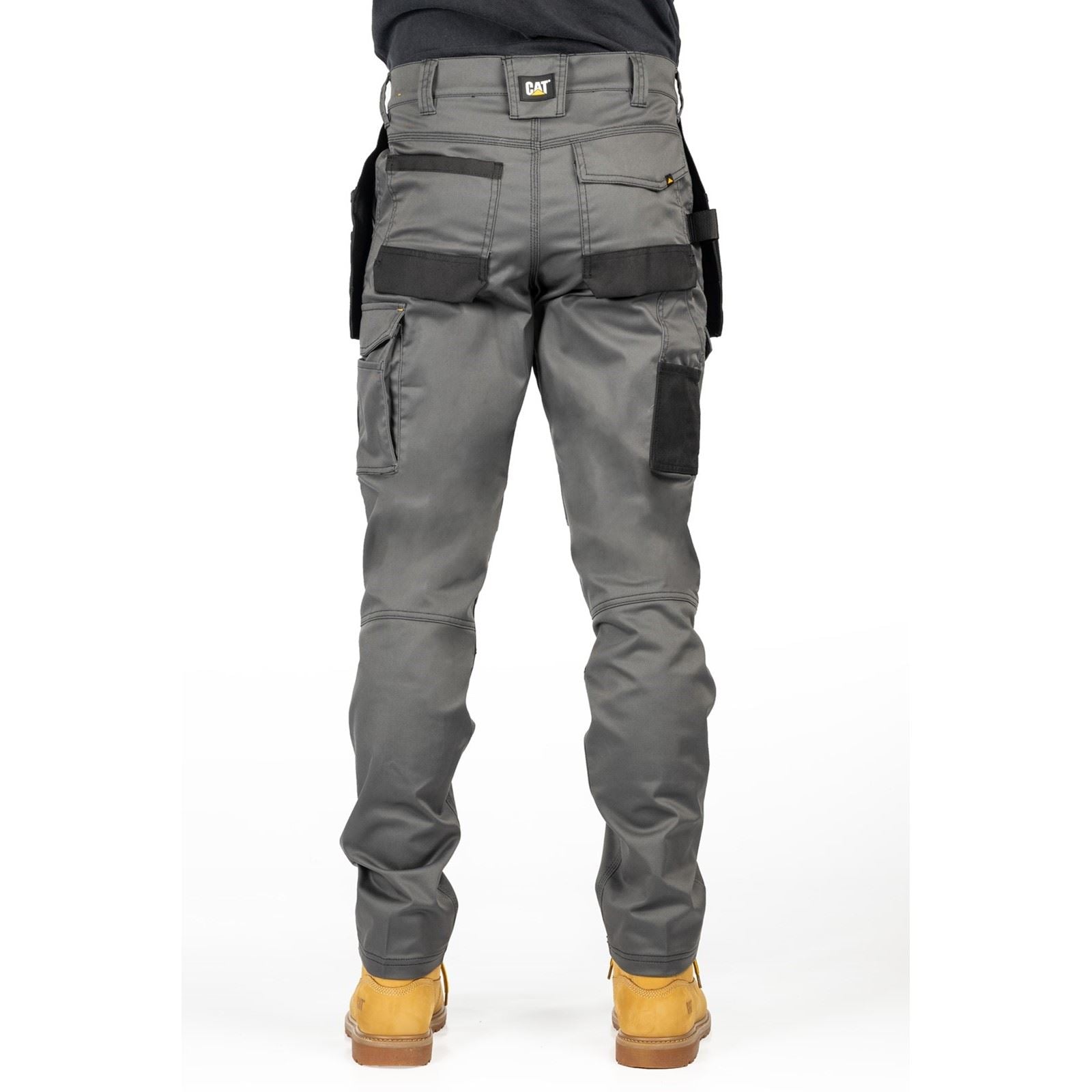 Caterpillar Essential Knee Pocket Stretch Holster Polyester Men's Grey Outdoor Trousers