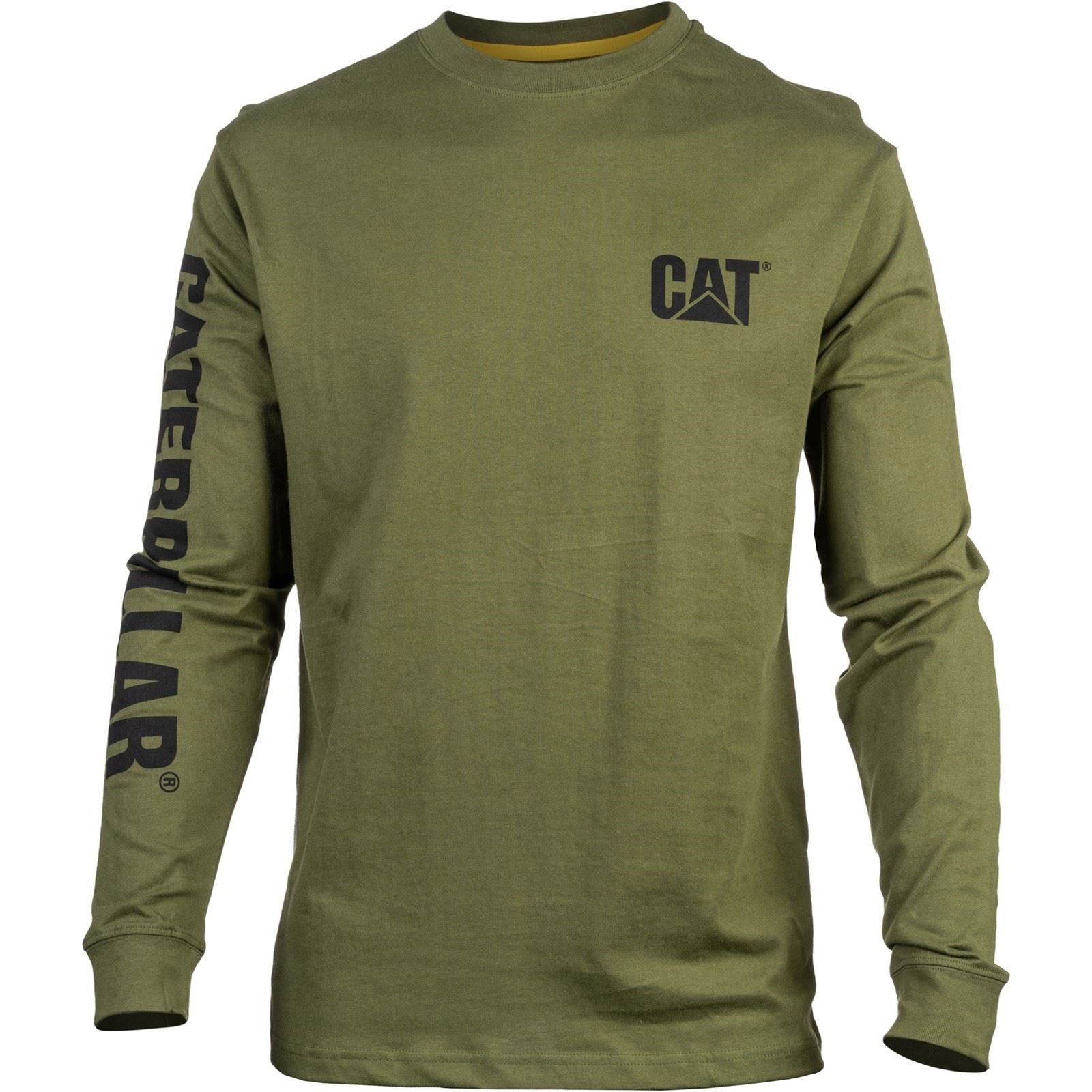 Caterpillar Men's Trademark Banner Long Sleeve T-Shirt in Chive