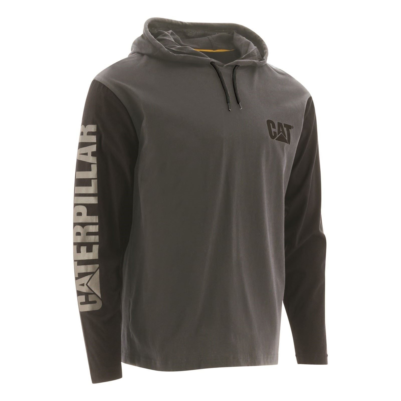 Caterpillar Men's Hooded Long Sleeve Tee in Dark Shadow