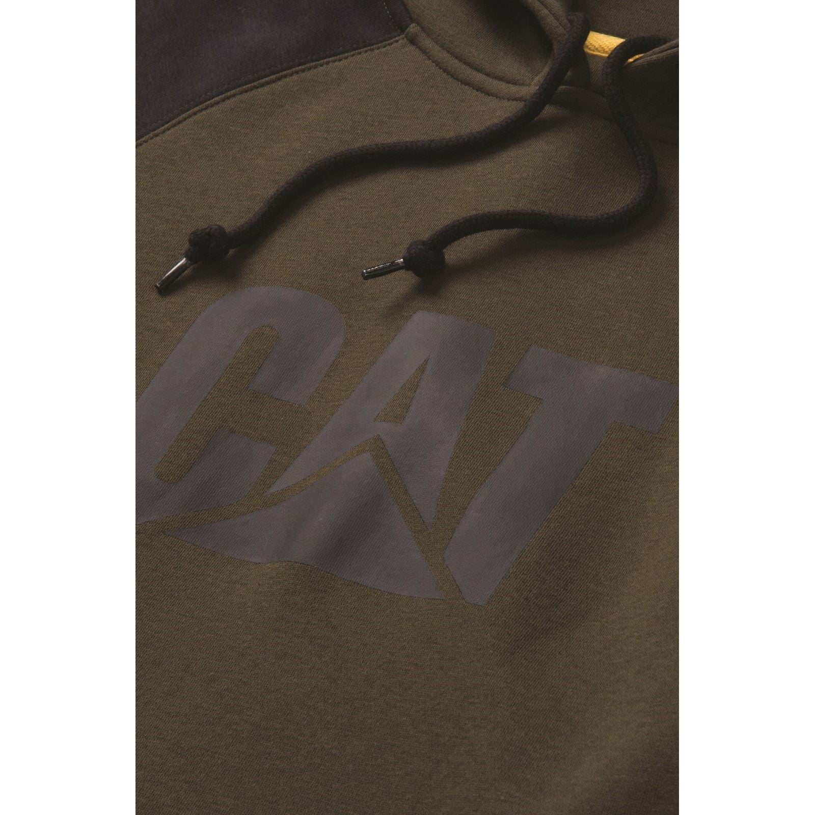 Caterpillar Men's Raglan Hooded Sweatshirt in Army Moss/Black