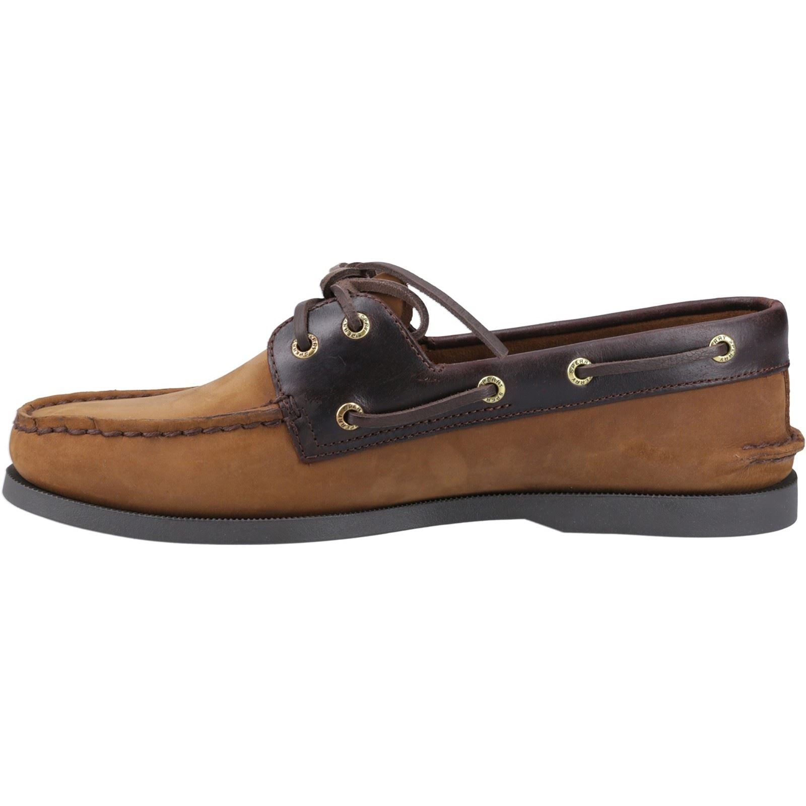 Sperry Authentic 2 Eye Leather Men's Brown Combo Boat Shoes