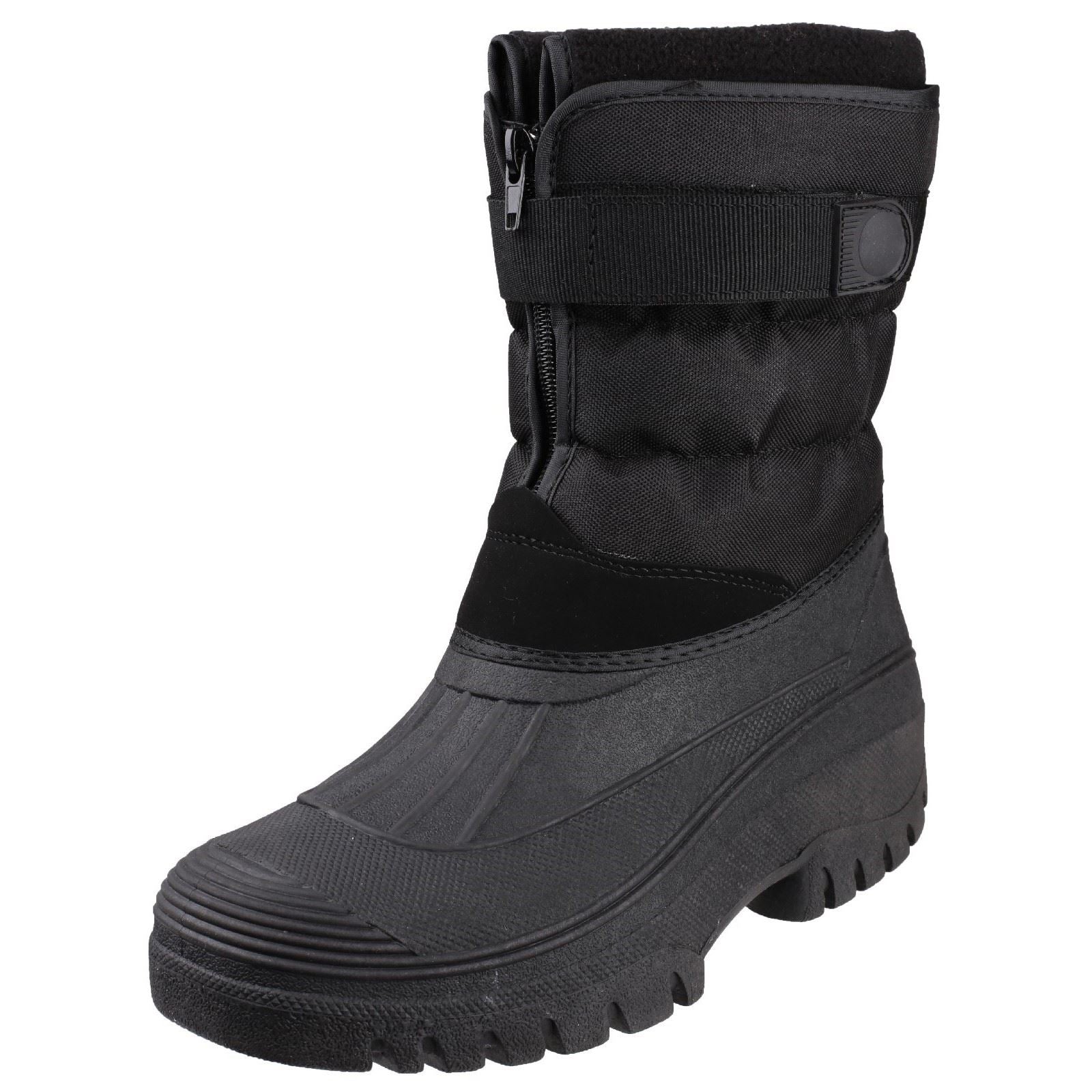 Cotswold Men's Chase Touch Fastening and Zip up Winter Boot in Black
