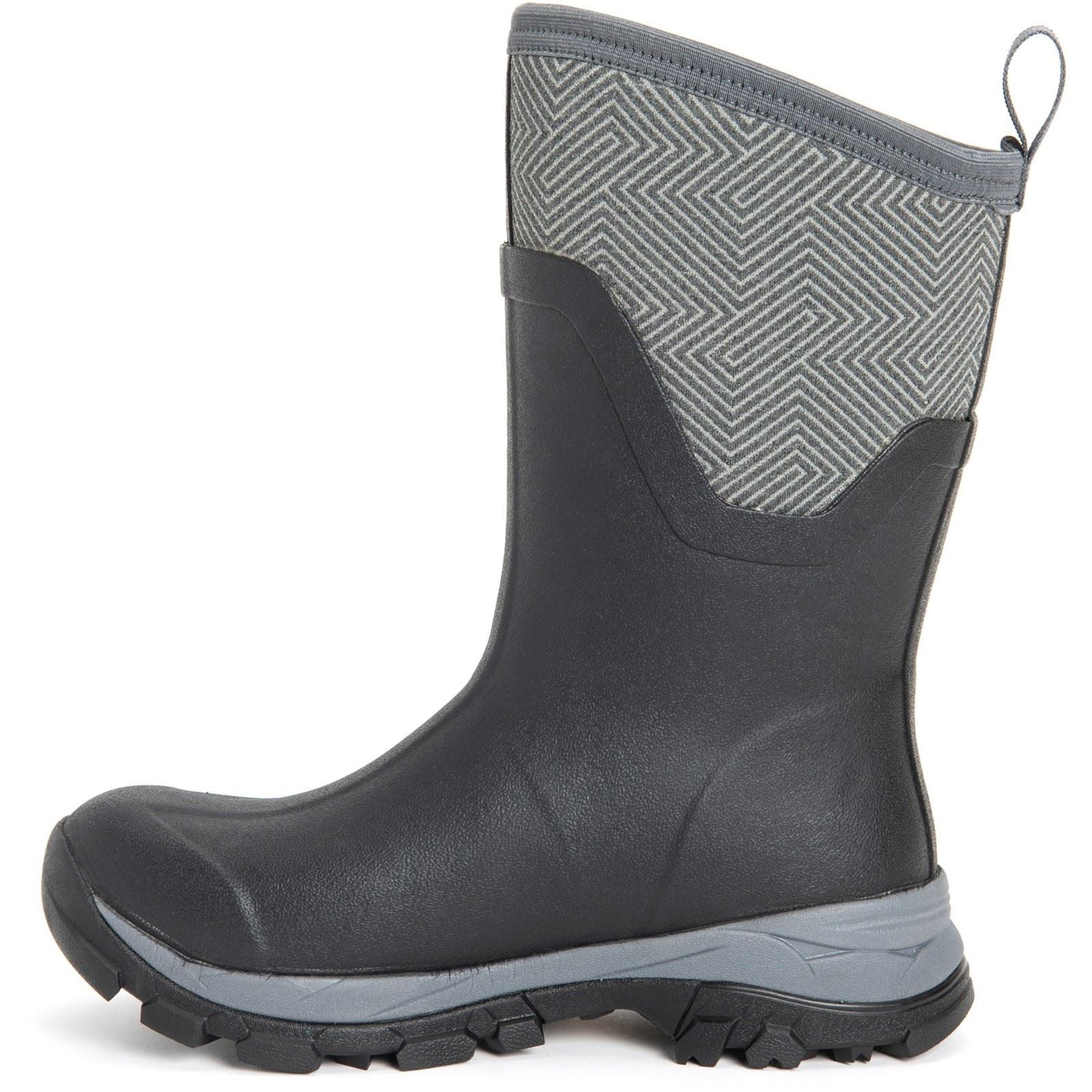 Muck Boots Women's Arctic Ice Mid Wellingtons in Black/Grey Geometric