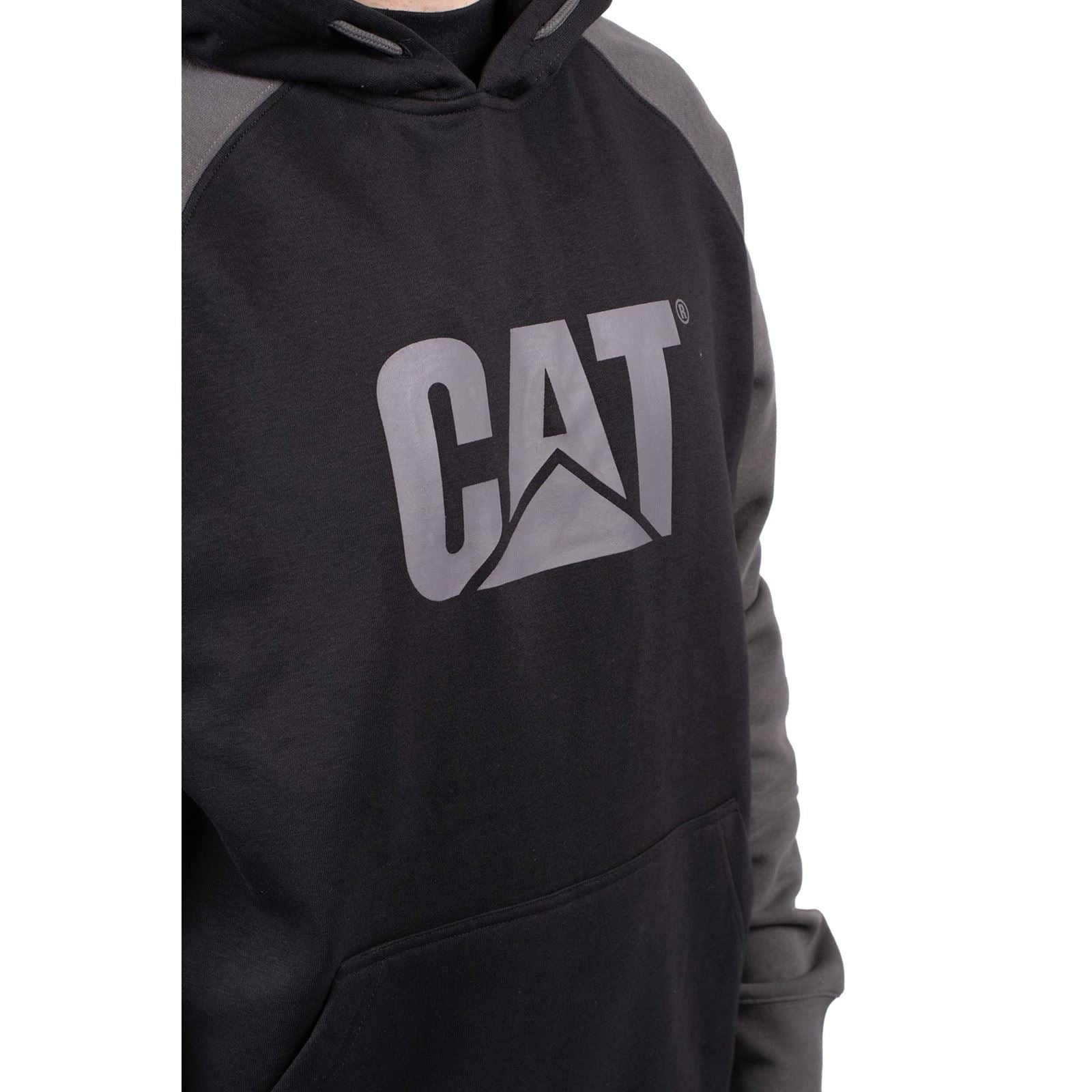 Caterpillar Men's Raglan Hooded Sweatshirt in Black/Magnet