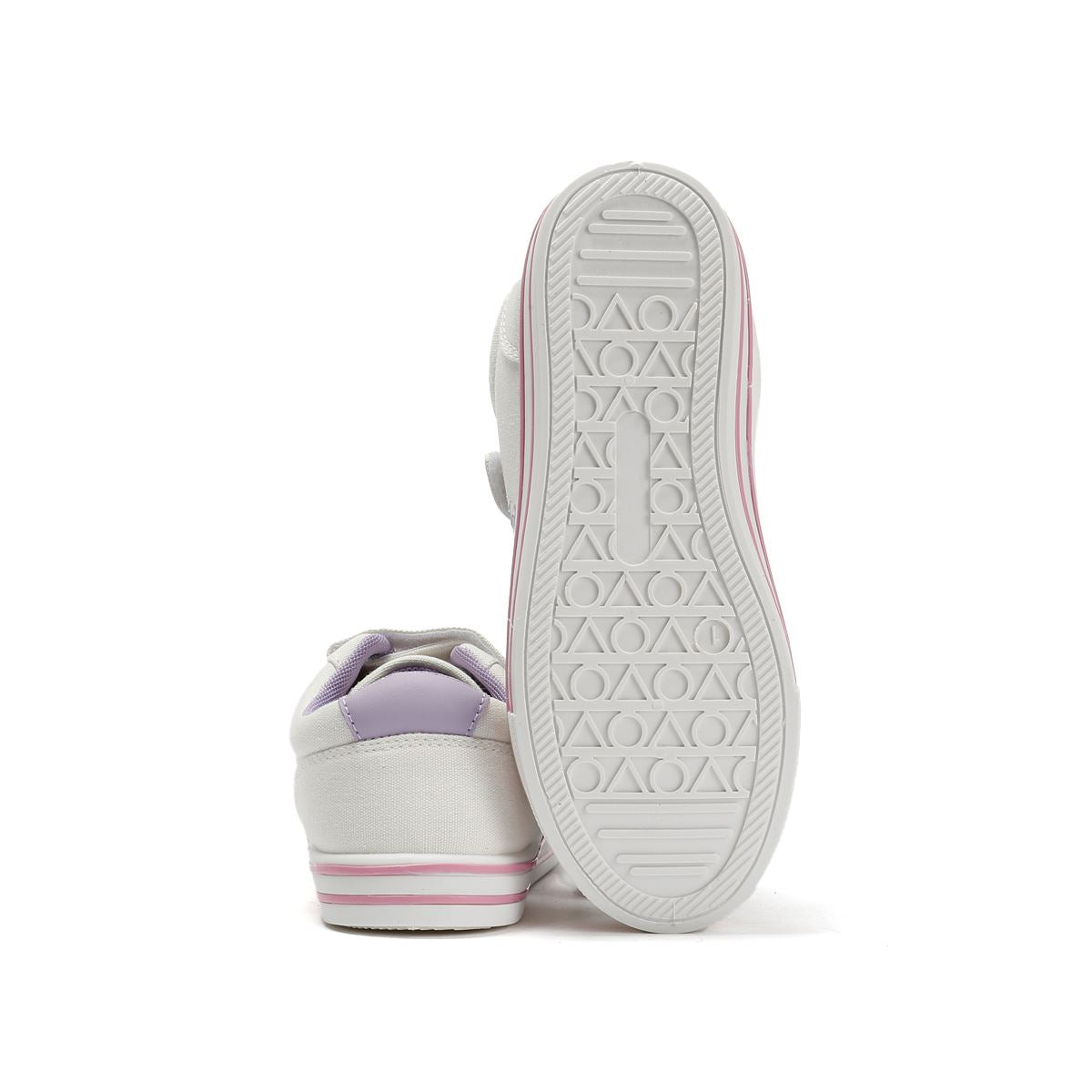 Penguin Junior Rainbow Canvas Girls's White/Lilac Trainers