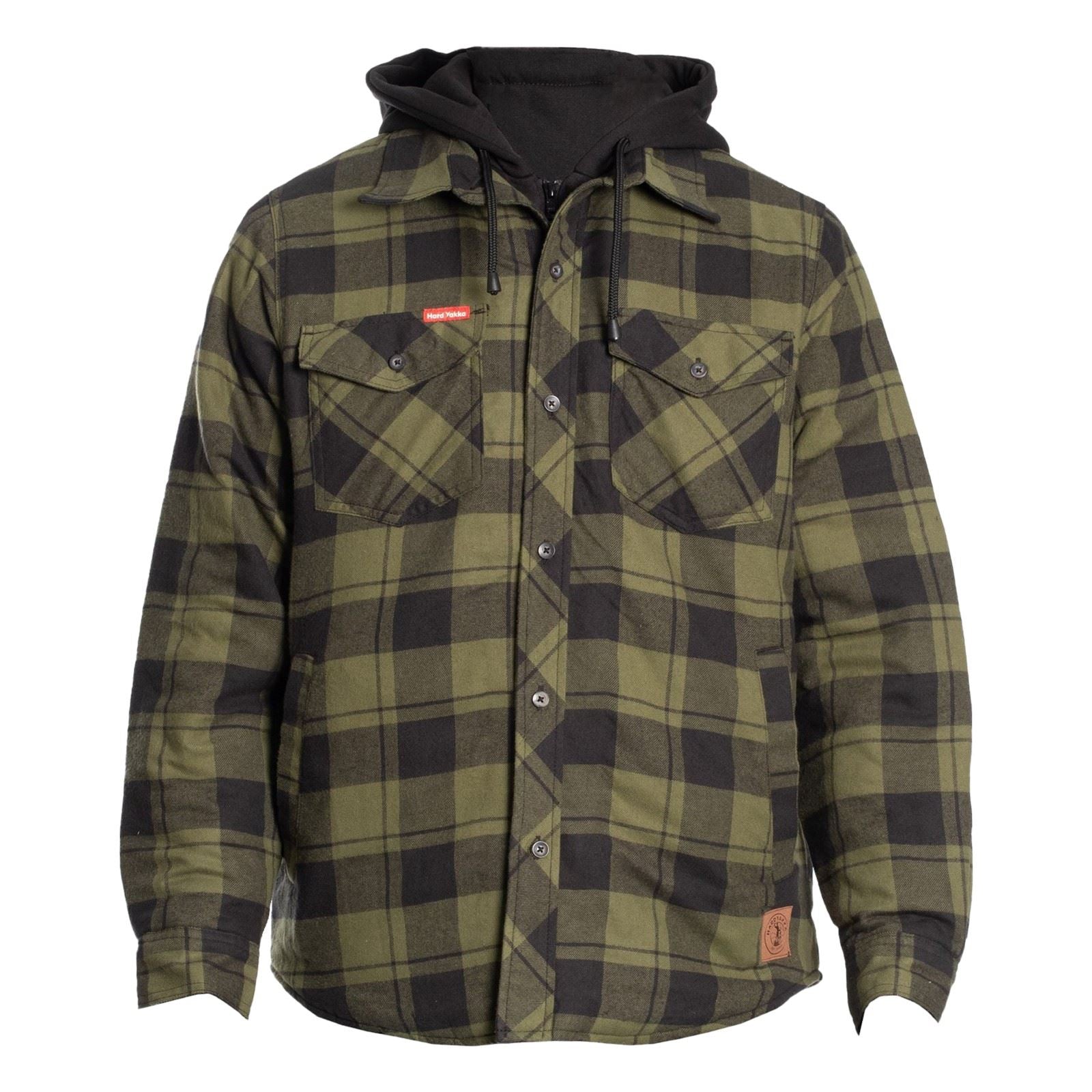 Hard Yakka Men's Quilted Flannel Shacket in Fern