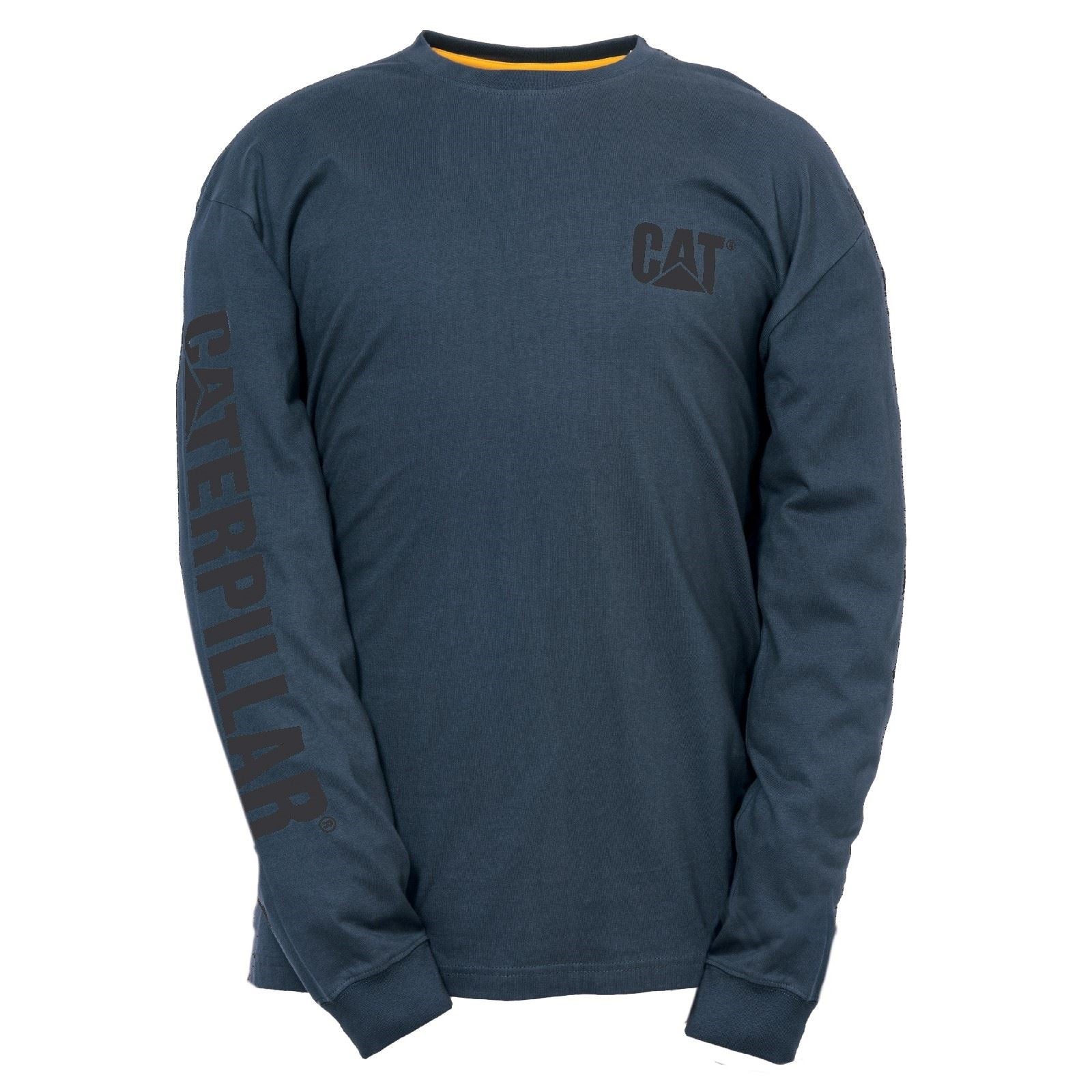 Caterpillar Men's Trademark Banner Long Sleeve T-Shirt in Dark Marine