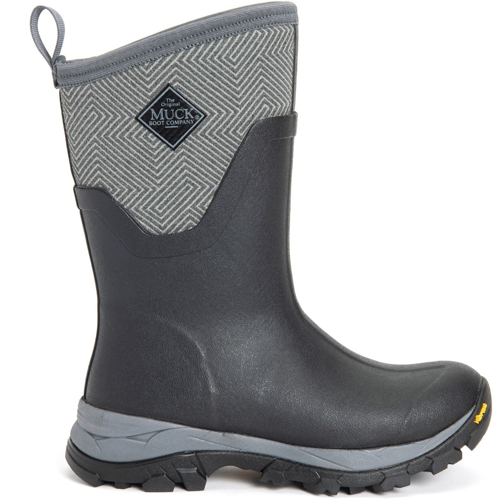 Muck Boots Women's Arctic Ice Mid Wellingtons in Black/Grey Geometric