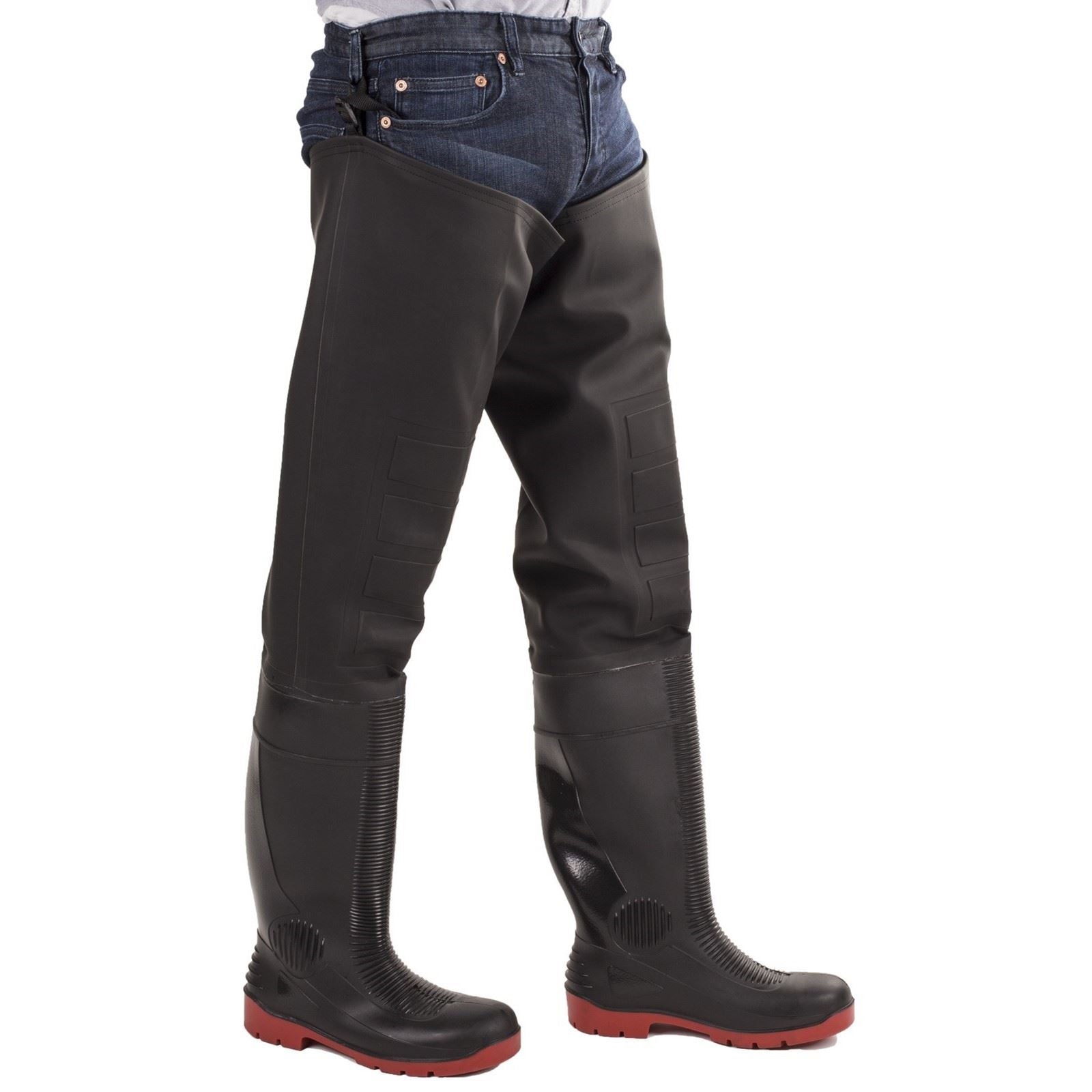 Amblers Safety Rhone Thigh Safety Wader in Black/Red