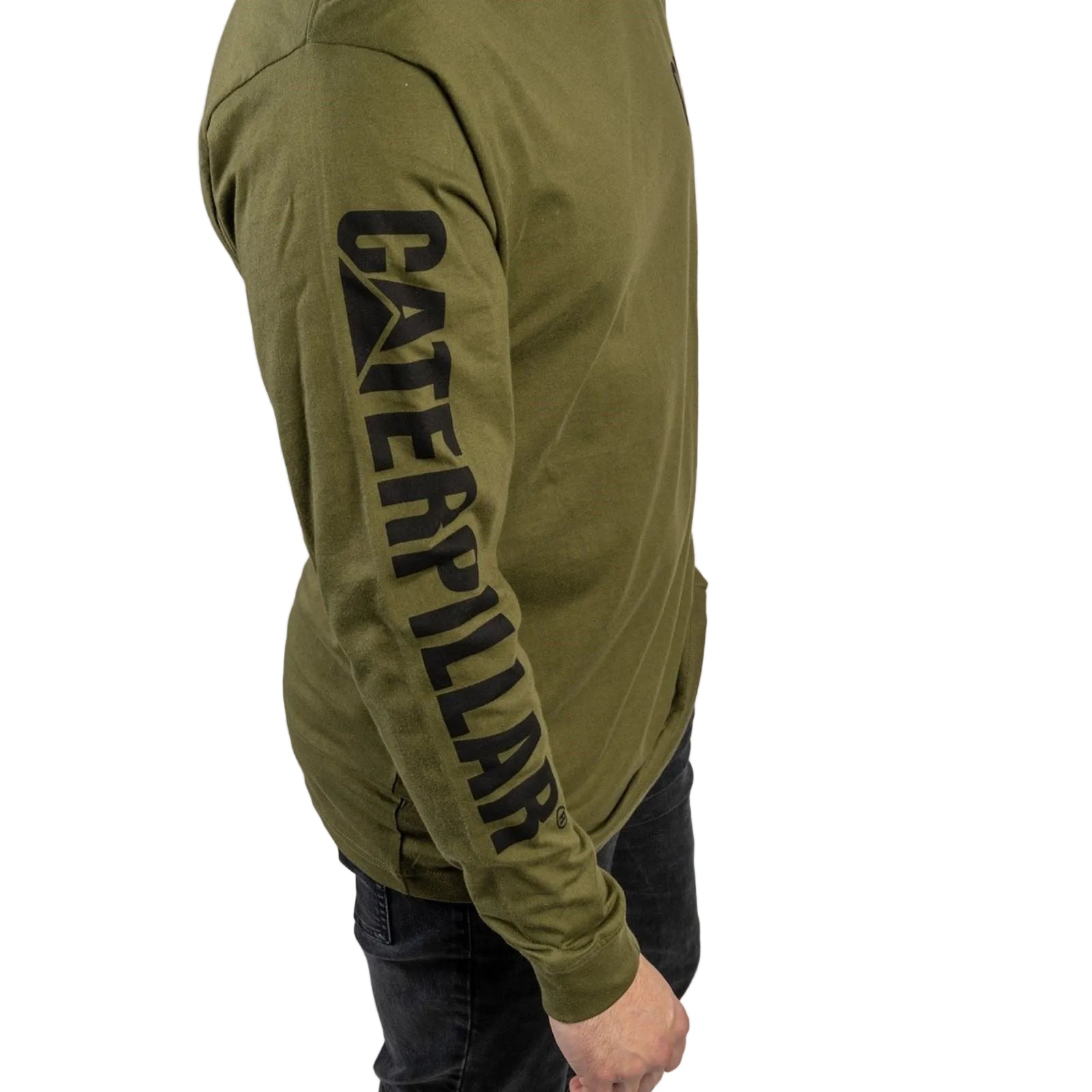 Caterpillar Men's Trademark Banner Long Sleeve T-Shirt in Chive