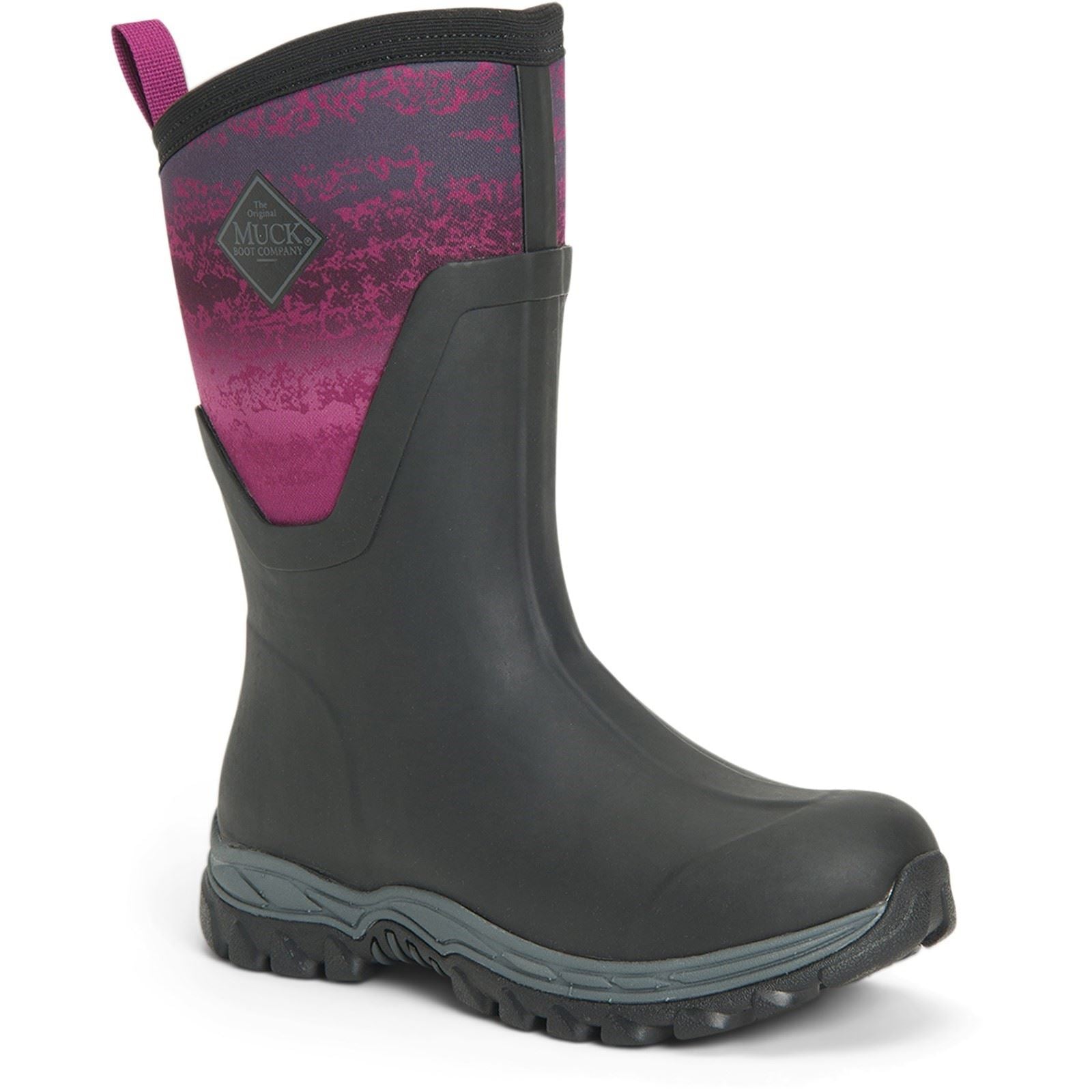 Muck Boots Women's Arctic Sport Mid Wellington Boots in Black/Magenta