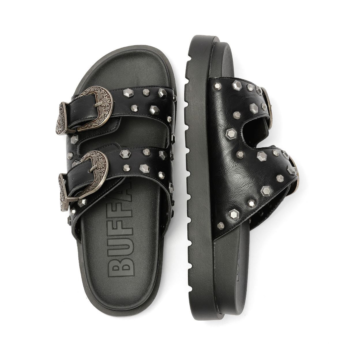Buffalo Raya Ari West Leather Women's Black Sandals