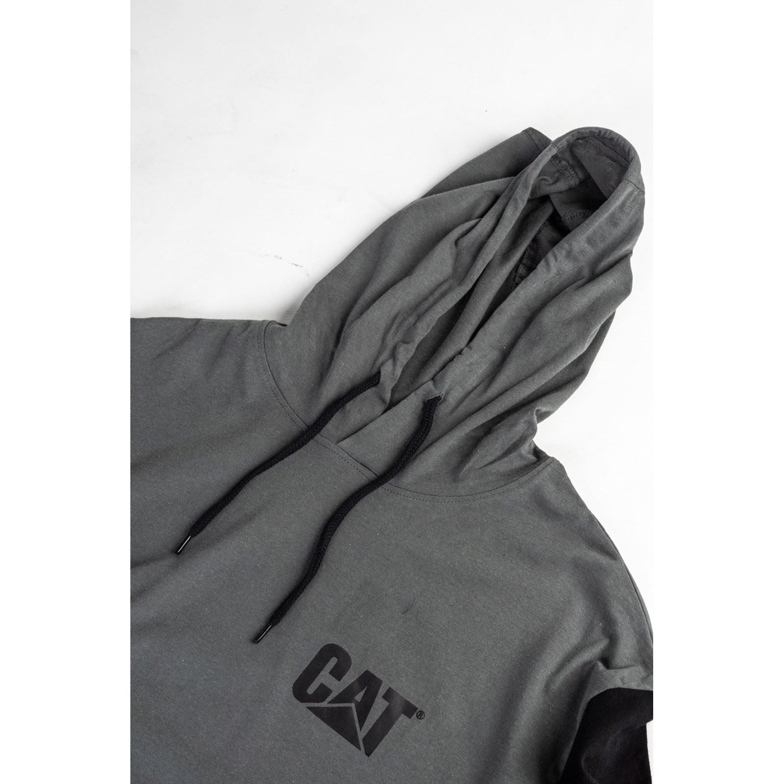 Caterpillar Men's Hooded Long Sleeve Tee in Dark Shadow