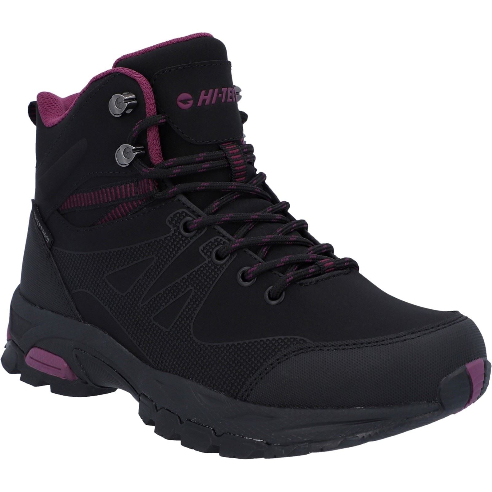 Hi-Tec Jackdaw Mid WP Polyester Women's Black/Burgundy Hiking Boots