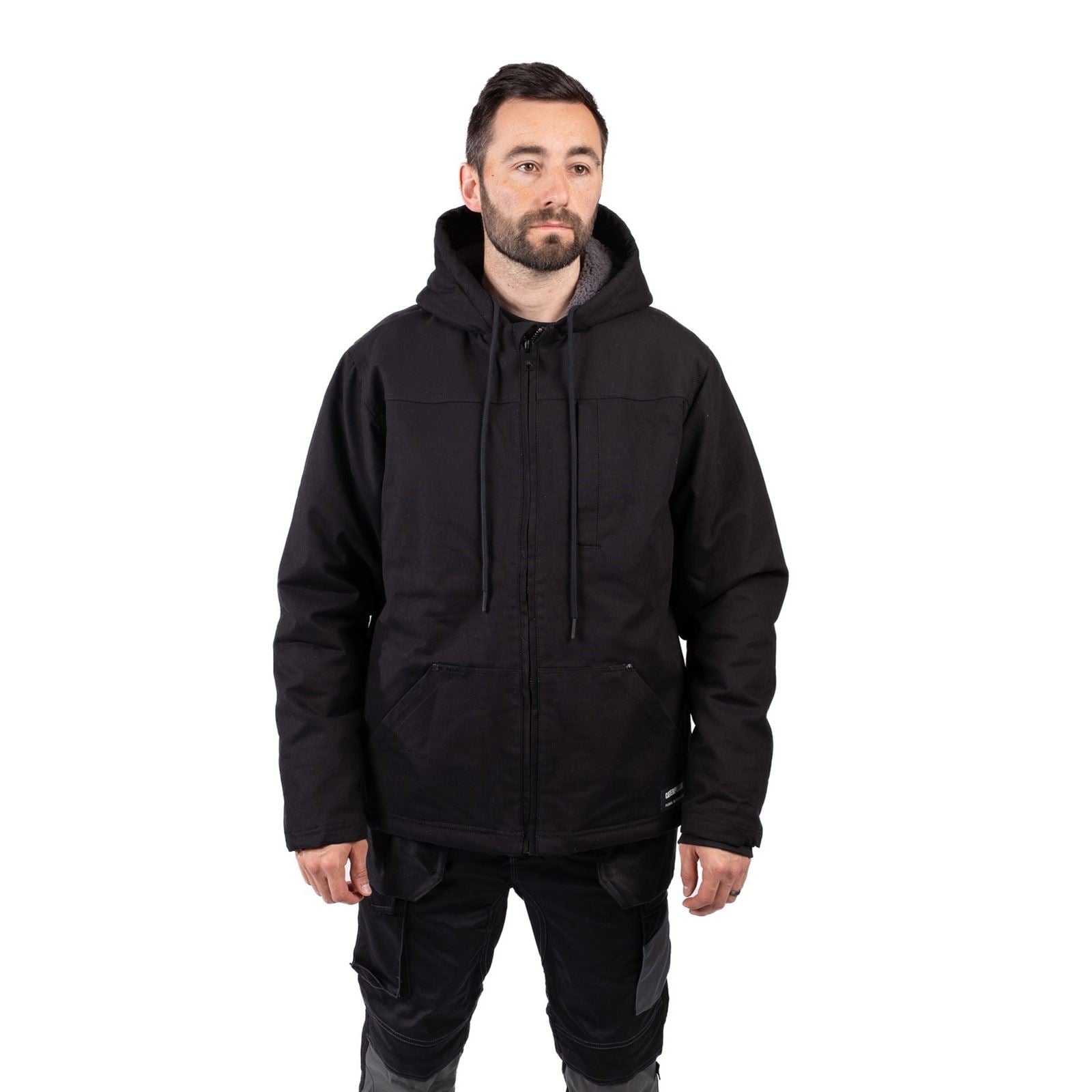 Caterpillar Hooded Sherpa Lined Men's Black Fleece Jacket