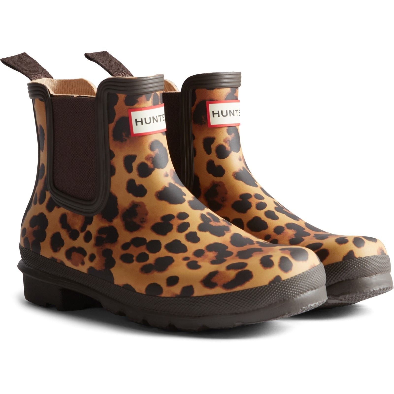 Hunter(GARD) (99020603) (5063447431009a) (44271-82993) BROWN ORIGINAL CHELSEA LEOPARD PRINT BOOT BROWN size 4
