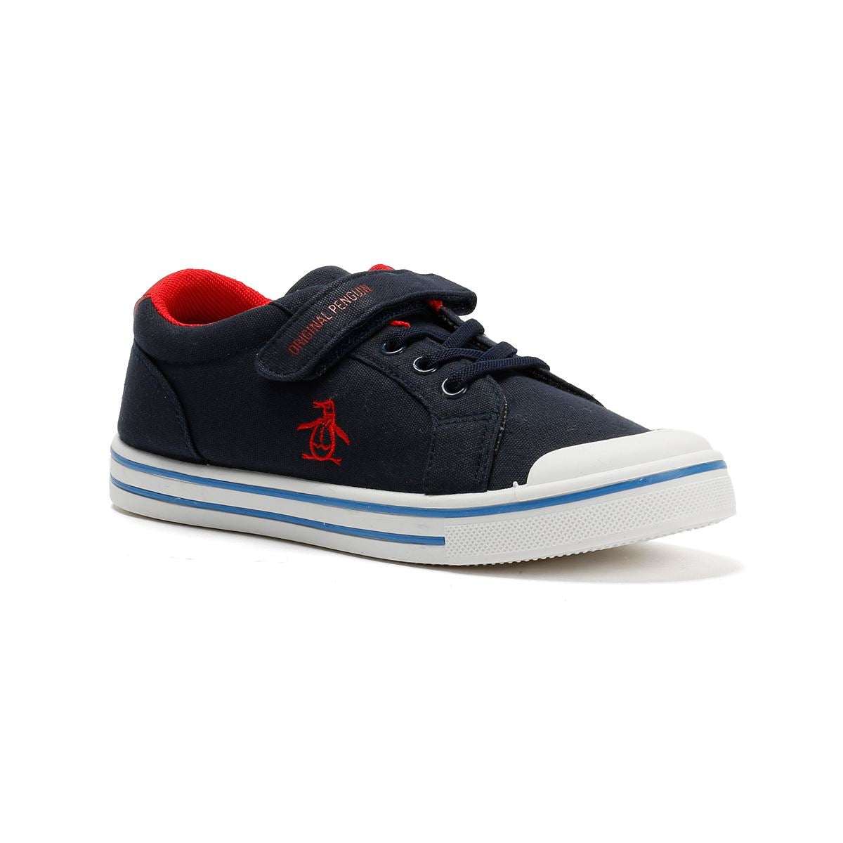 Penguin Junior Rainbow Canvas Navy/Red Trainers