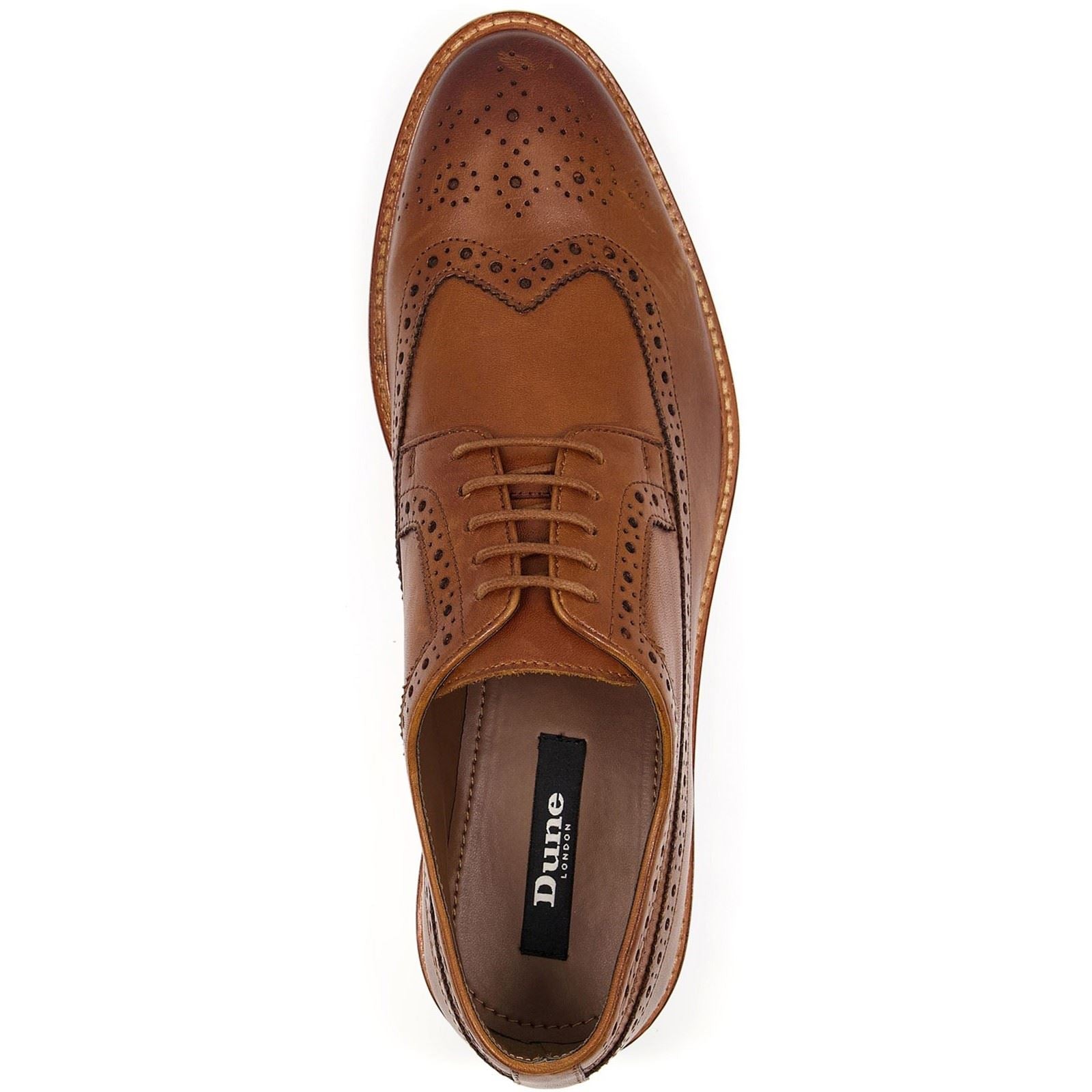 Dune Men's Superior Leather Wingtip Brogue Shoes in Brown