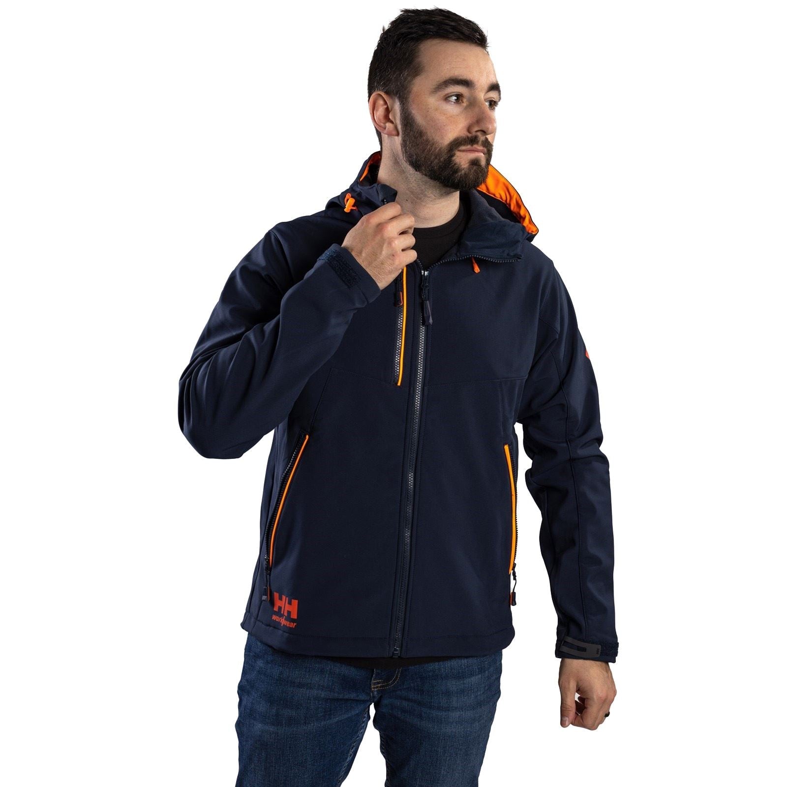 Helly Hansen Workwear Chelsea Evolution Softs Polyester Unisex Adults Blue Hooded Sweatshirt