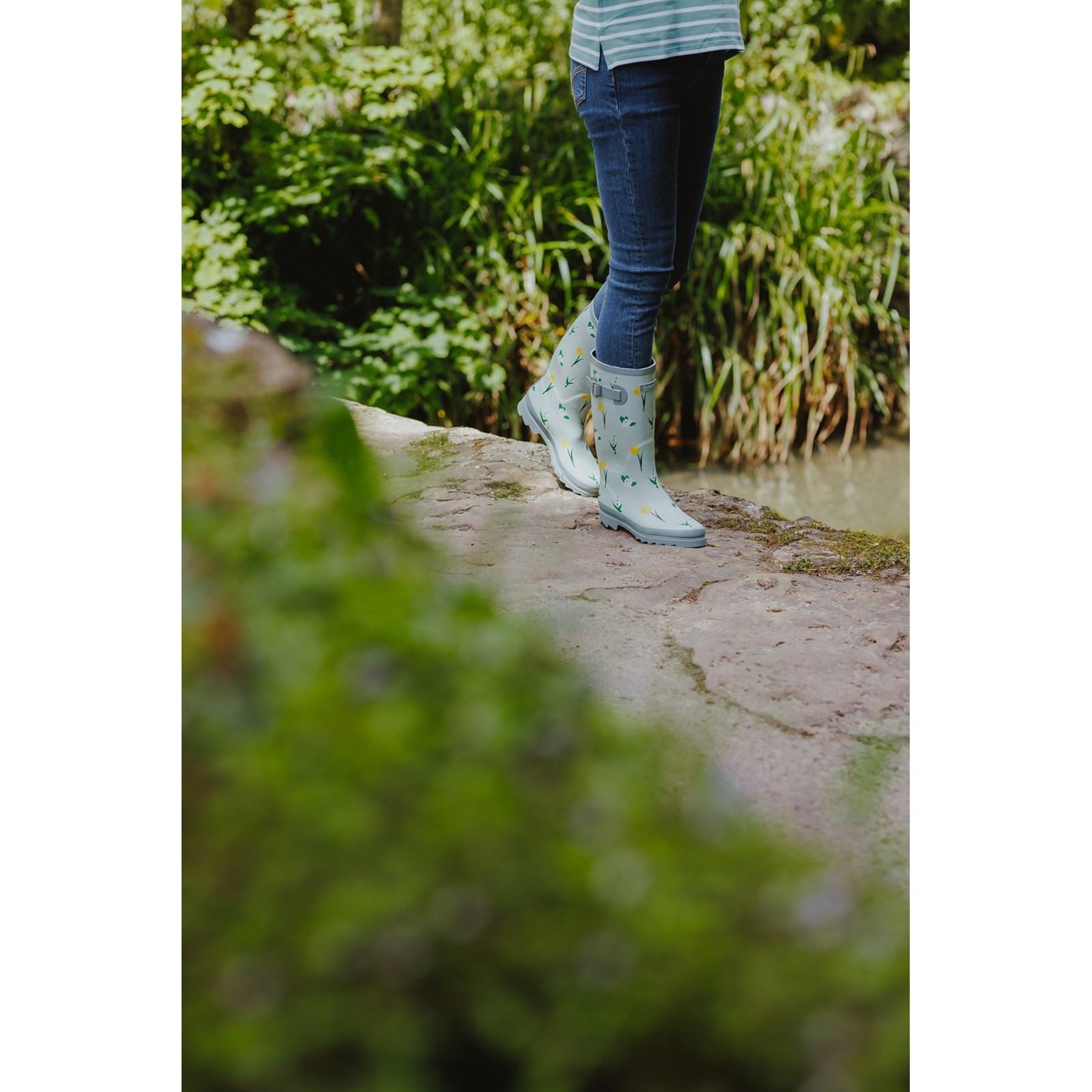 Cotswold Wildflower Tall Rubber Women's Mint Wellington Boots