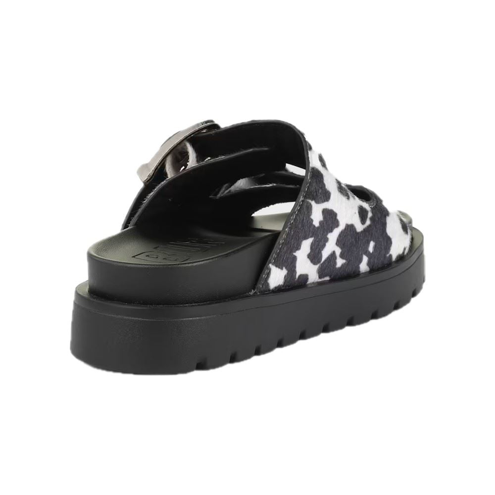 Buffalo Raya Ari Women's Black/White Cow Sandals