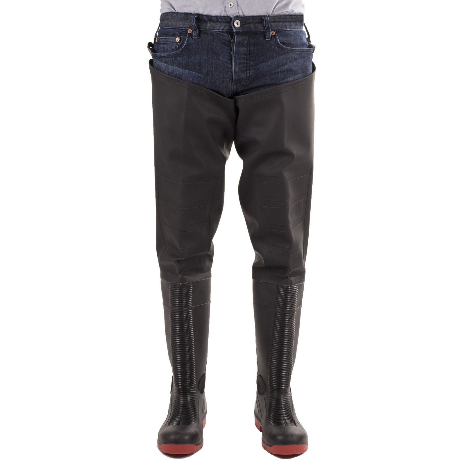 Amblers Safety Rhone Thigh Safety Wader in Black/Red