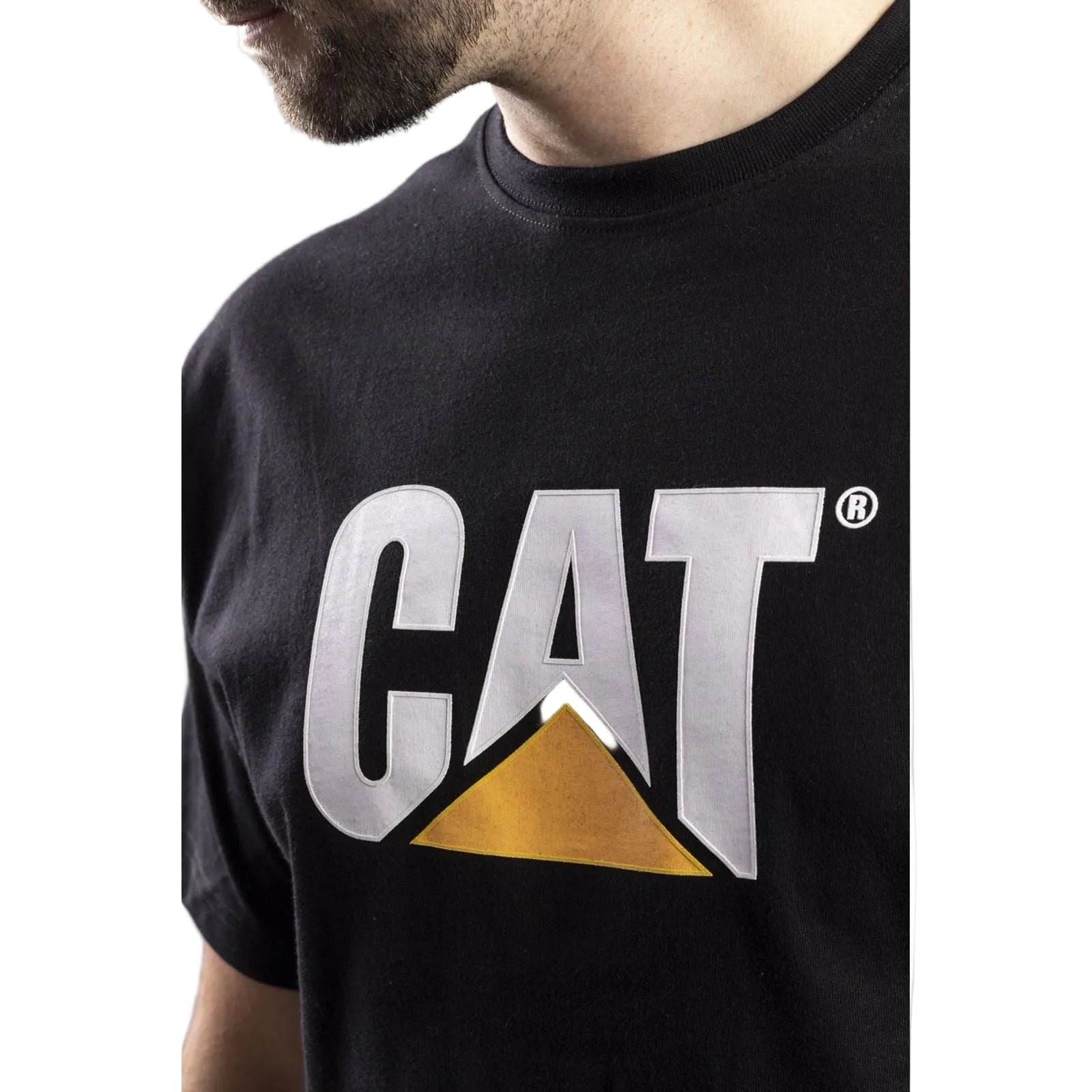 Caterpillar Trademark Logo Cotton Men's Black T-Shirt