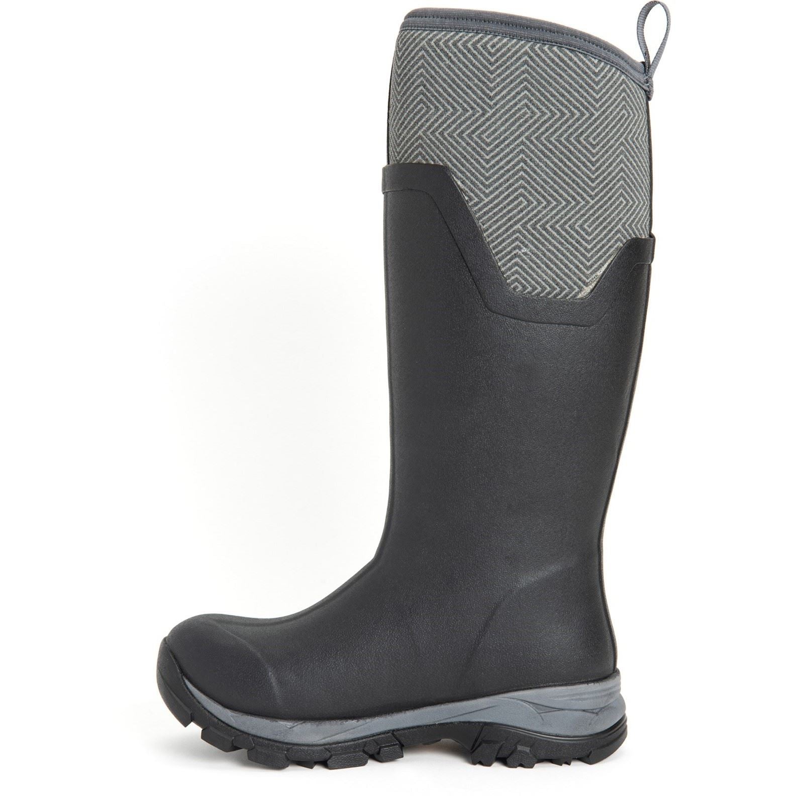 Muck Boots Women's Arctic Ice Tall Wellingtons in Black/Grey Geometric