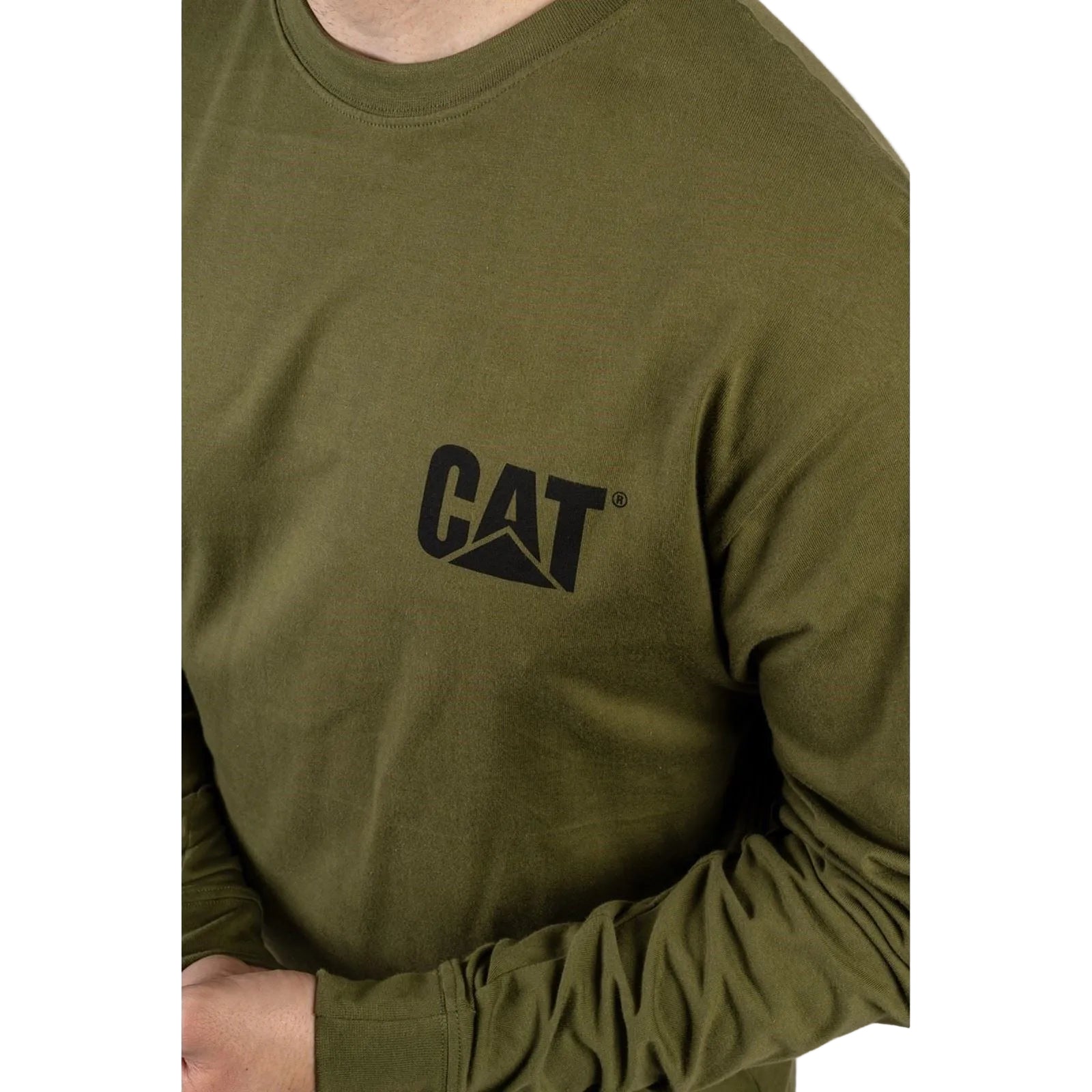 Caterpillar Men's Trademark Banner Long Sleeve T-Shirt in Chive