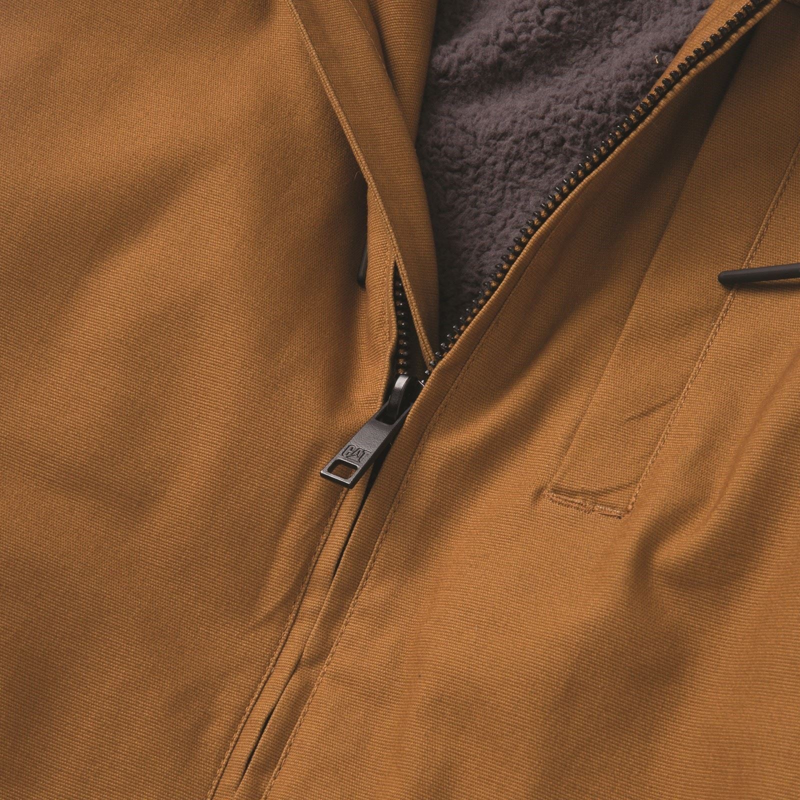 Caterpillar Hooded Sherpa Lined Men's Bronze Fleece Jacket