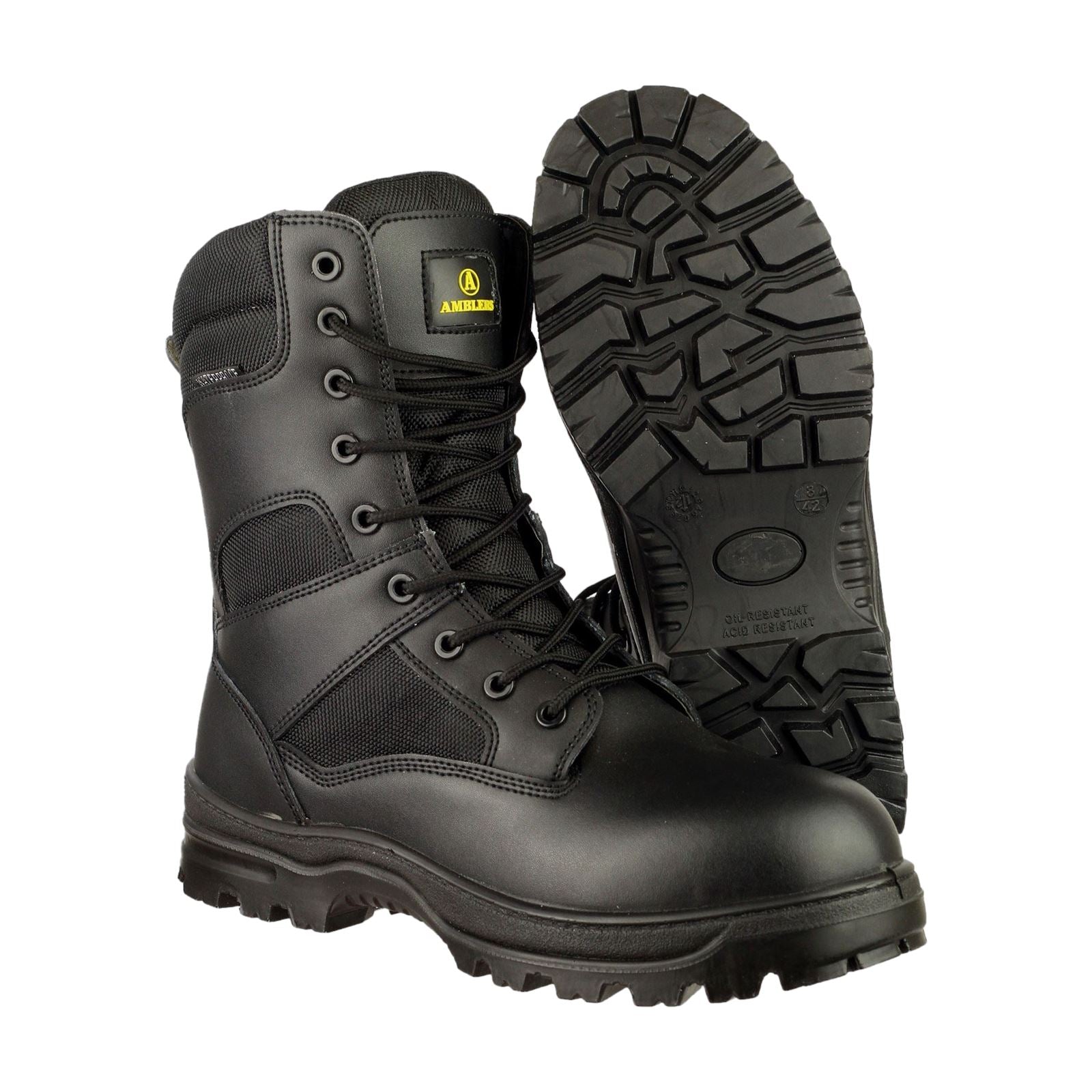 Amblers Safety Combat Hi-Leg Waterproof Metal Free Boot in Black